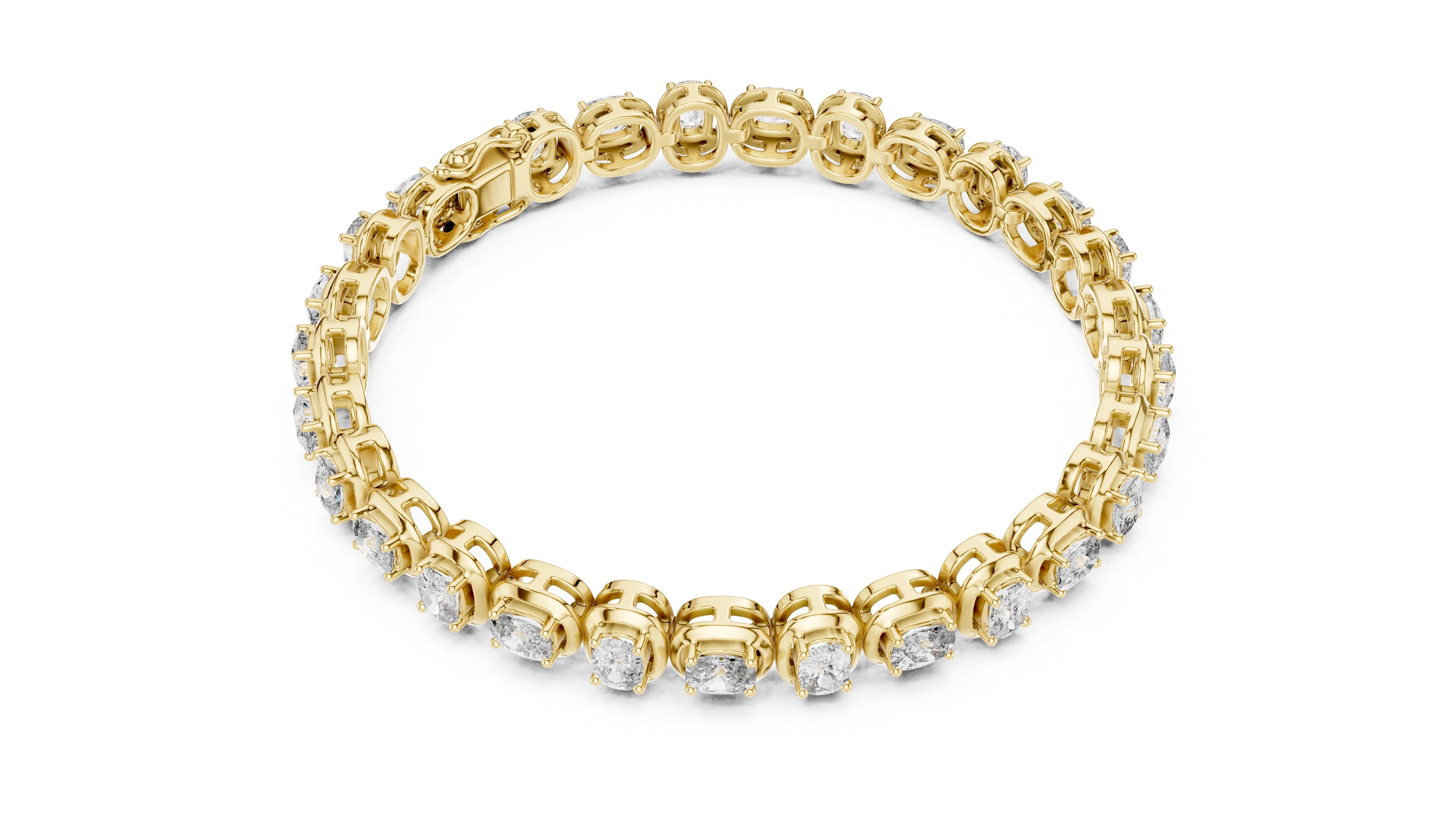 MJBR07 - Oval Gemstone Double Rimmed Tennis Chain