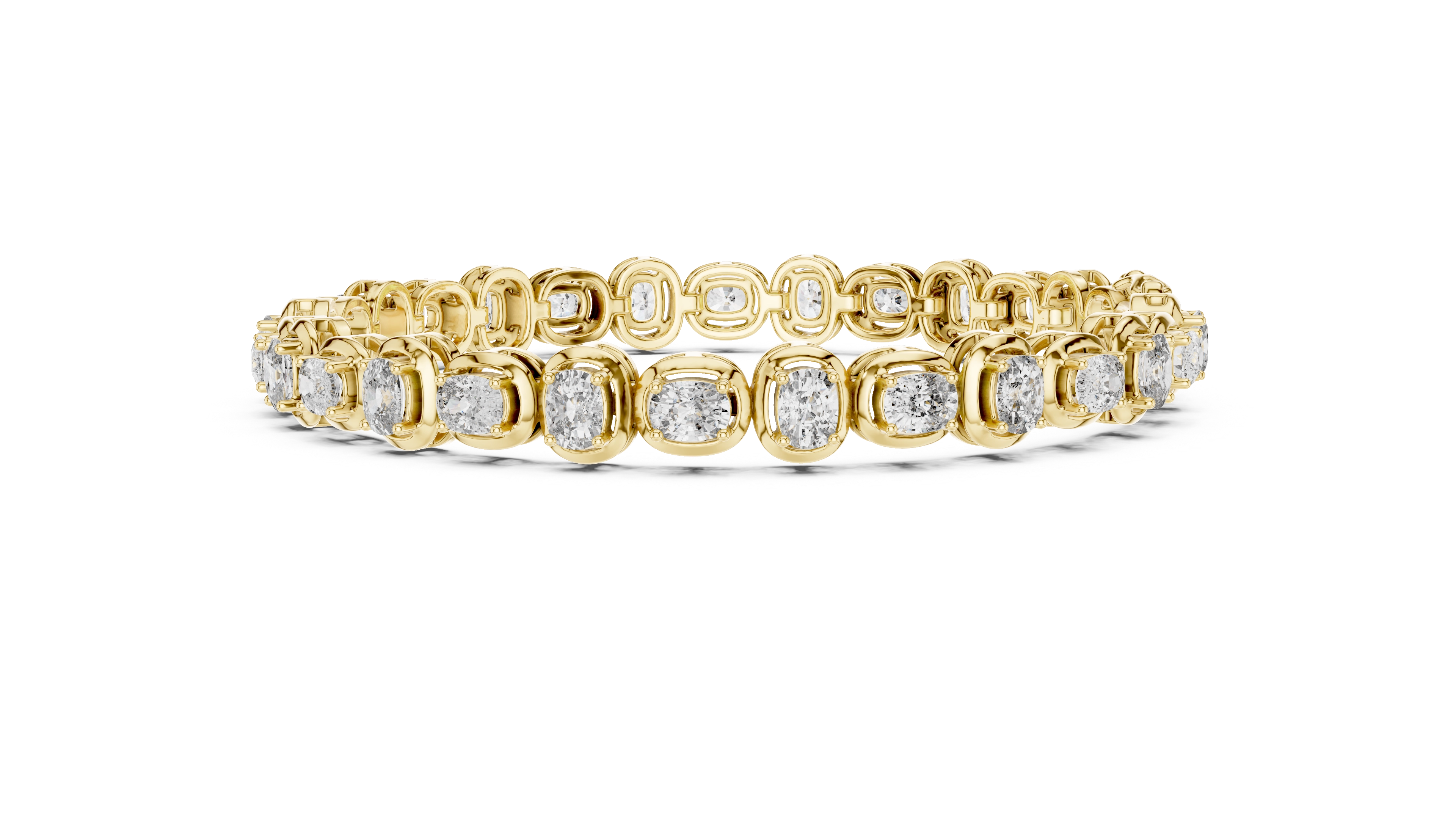MJBR07 - Oval Gemstone Double Rimmed Tennis Chain