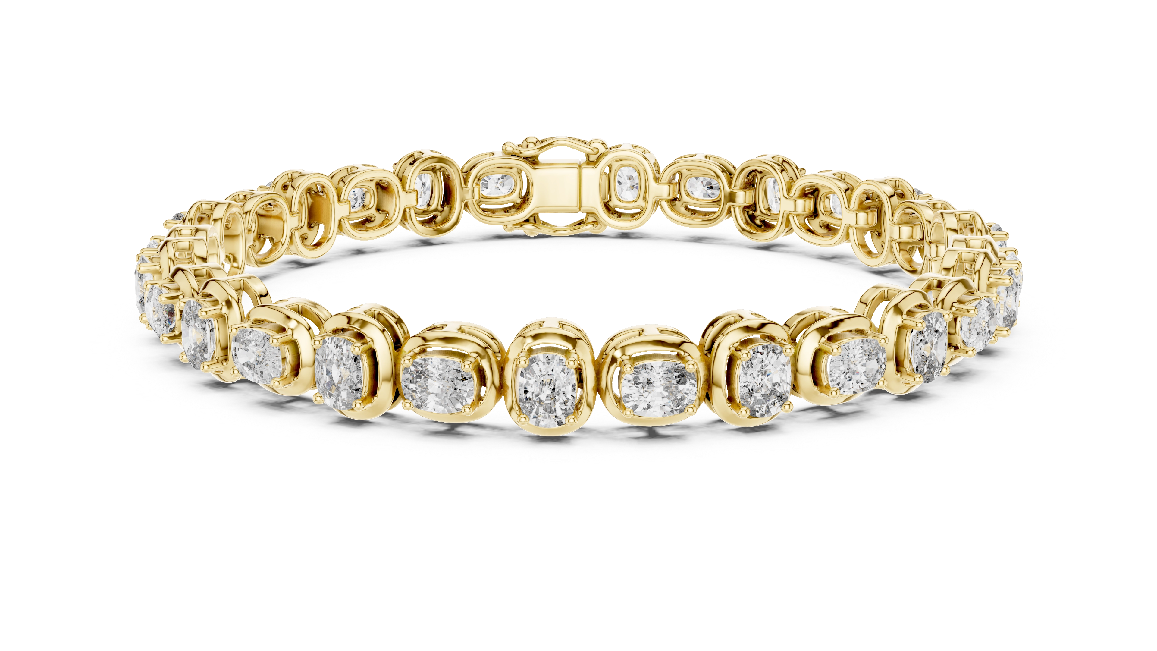 MJBR07 - Oval Gemstone Double Rimmed Tennis Chain