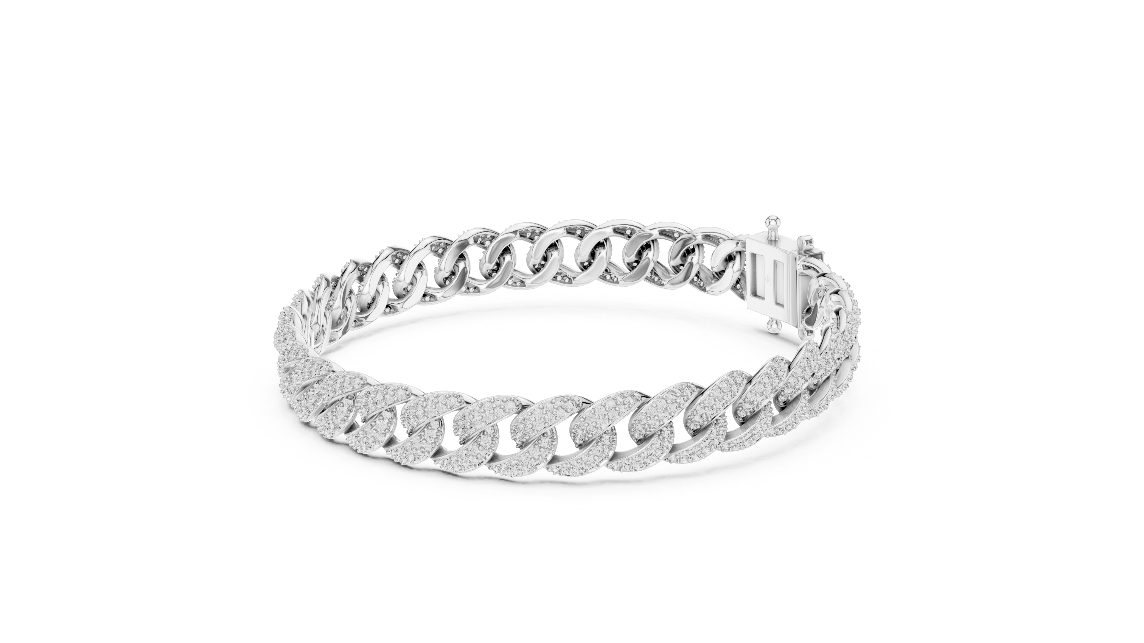 MJBR01 - Diamond Interlocking Curb Chain Wristband