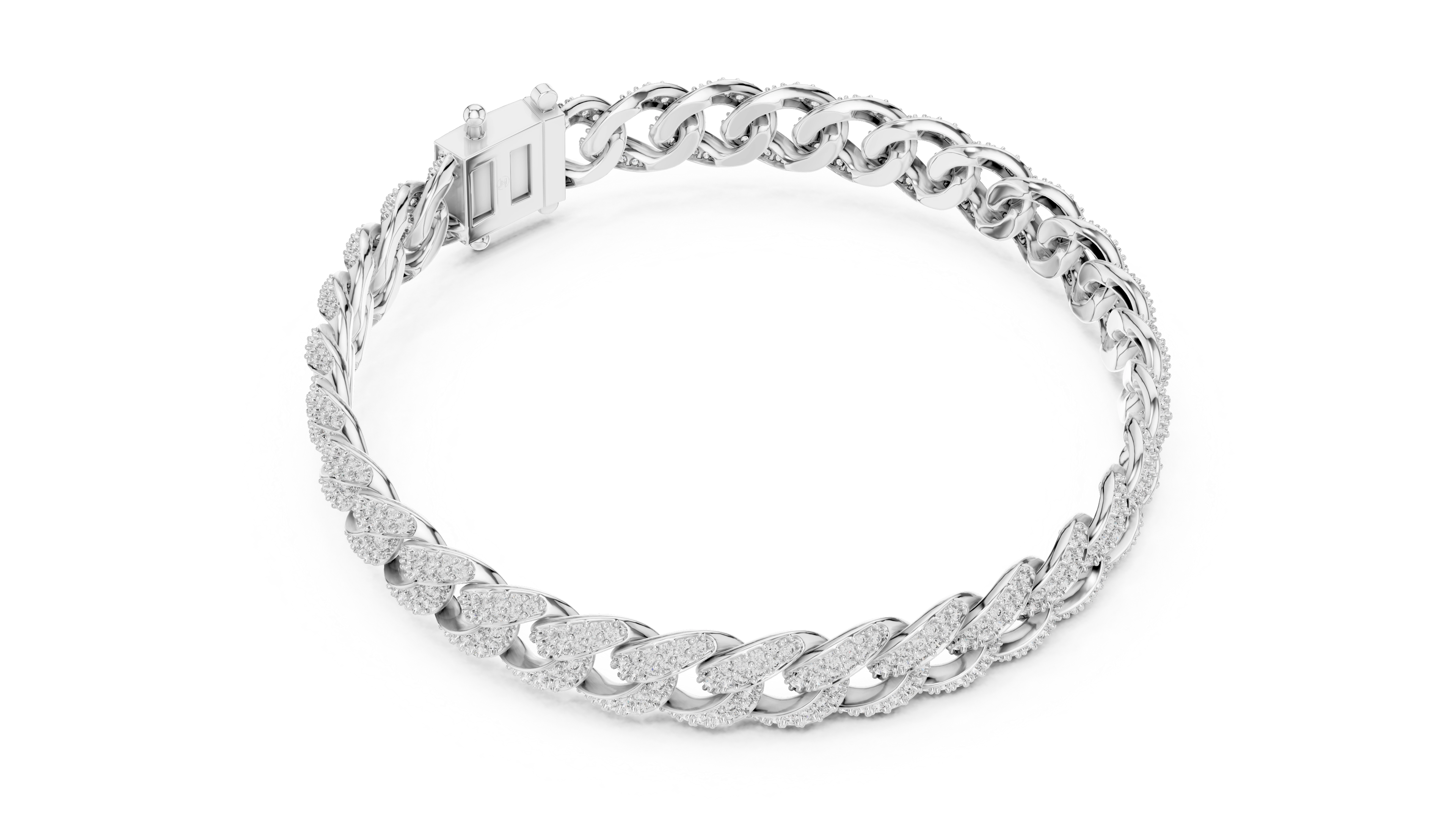 MJBR01 - Diamond Interlocking Curb Chain Wristband