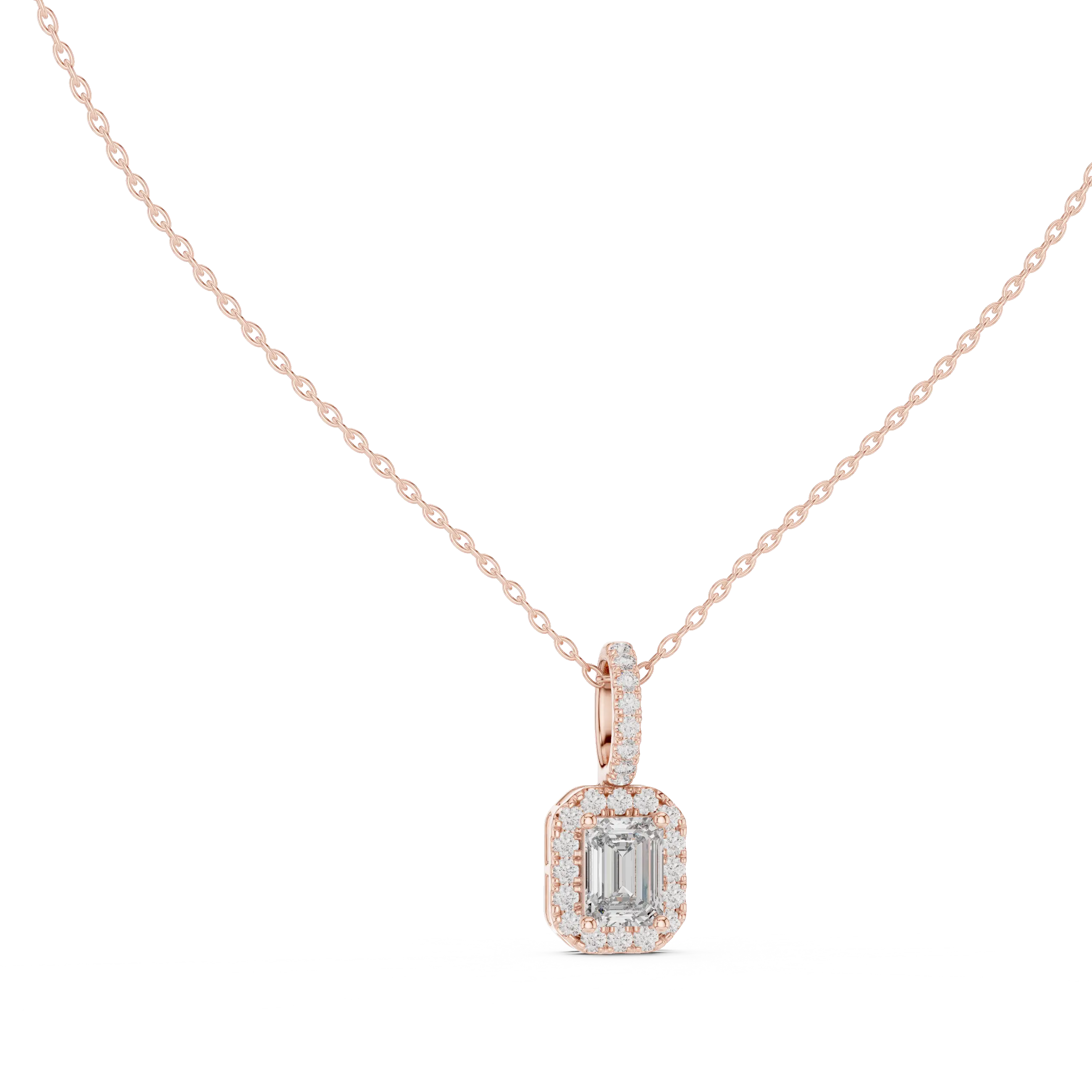 MJP35 - Emerald-Cut Halo Art Deco Pendant