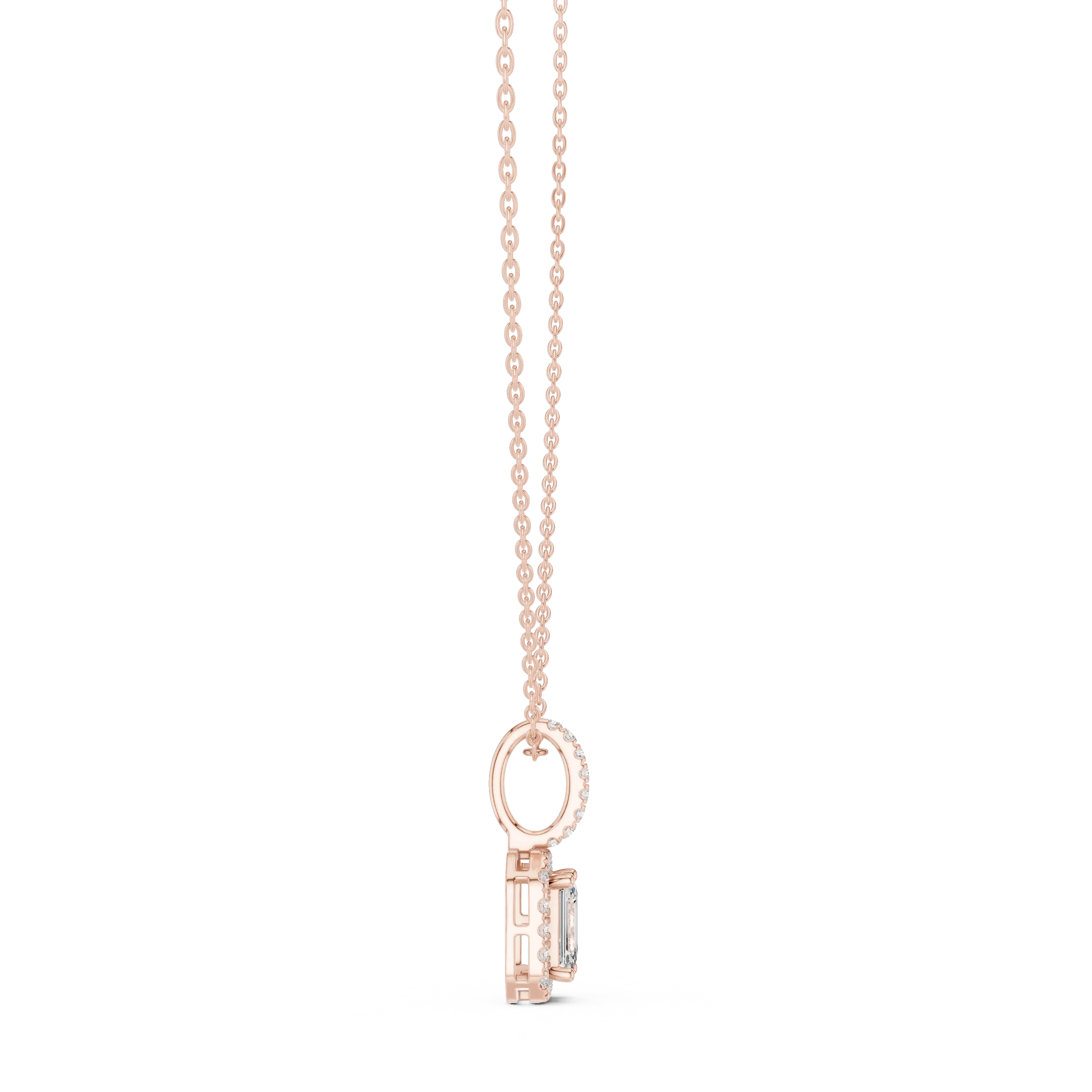 MJP35 - Emerald-Cut Halo Art Deco Pendant