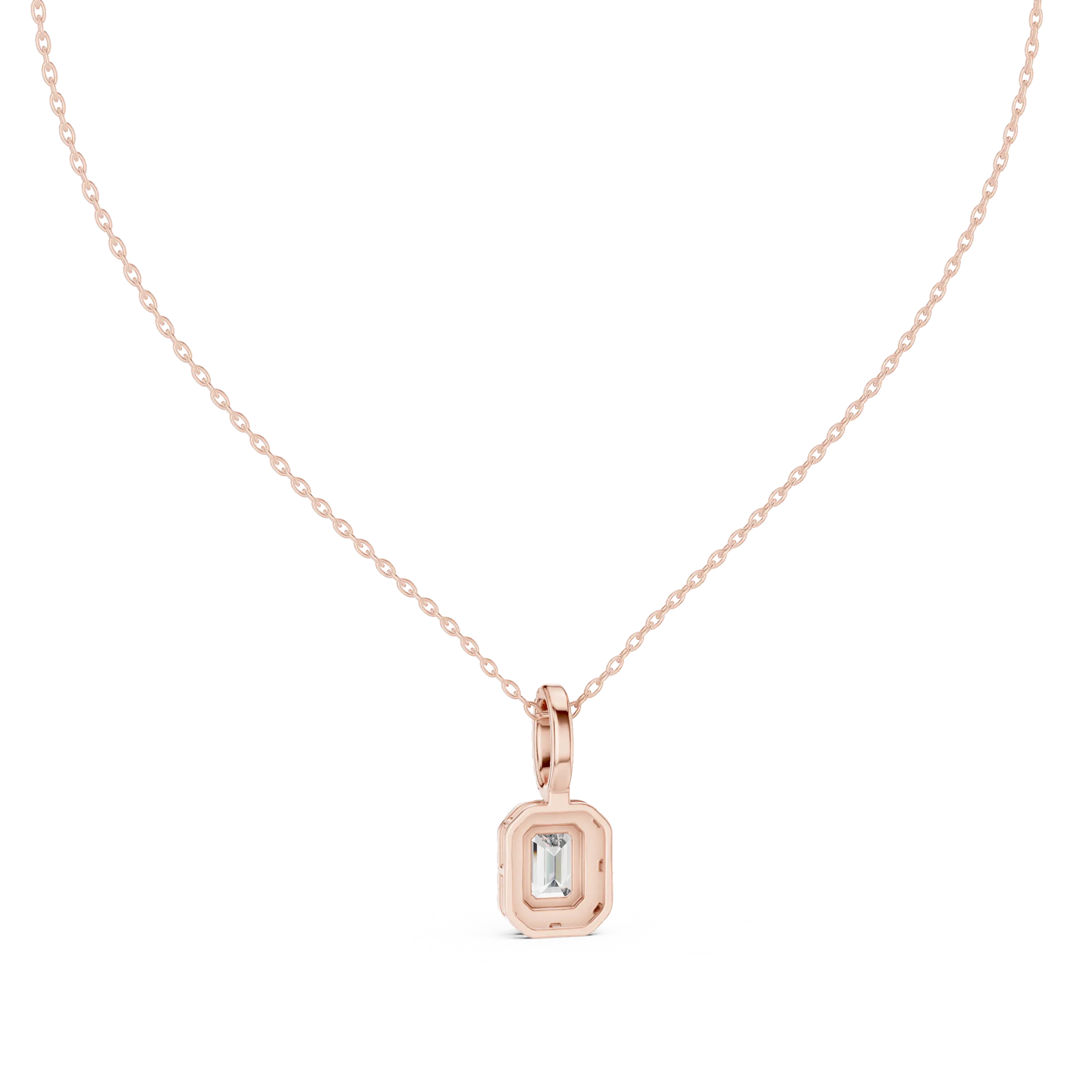 MJP35 - Emerald-Cut Halo Art Deco Pendant