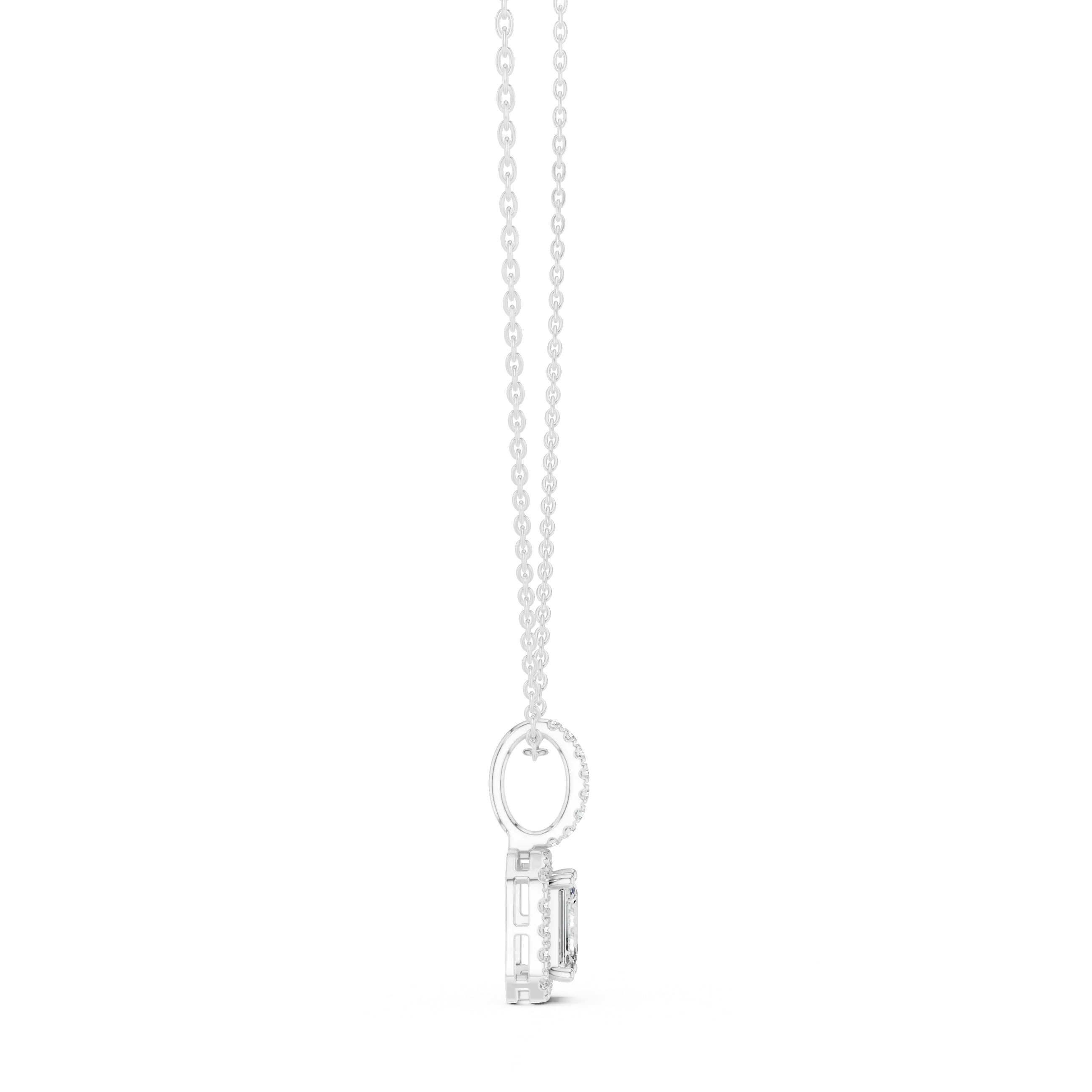 MJP35 - Emerald-Cut Halo Art Deco Pendant