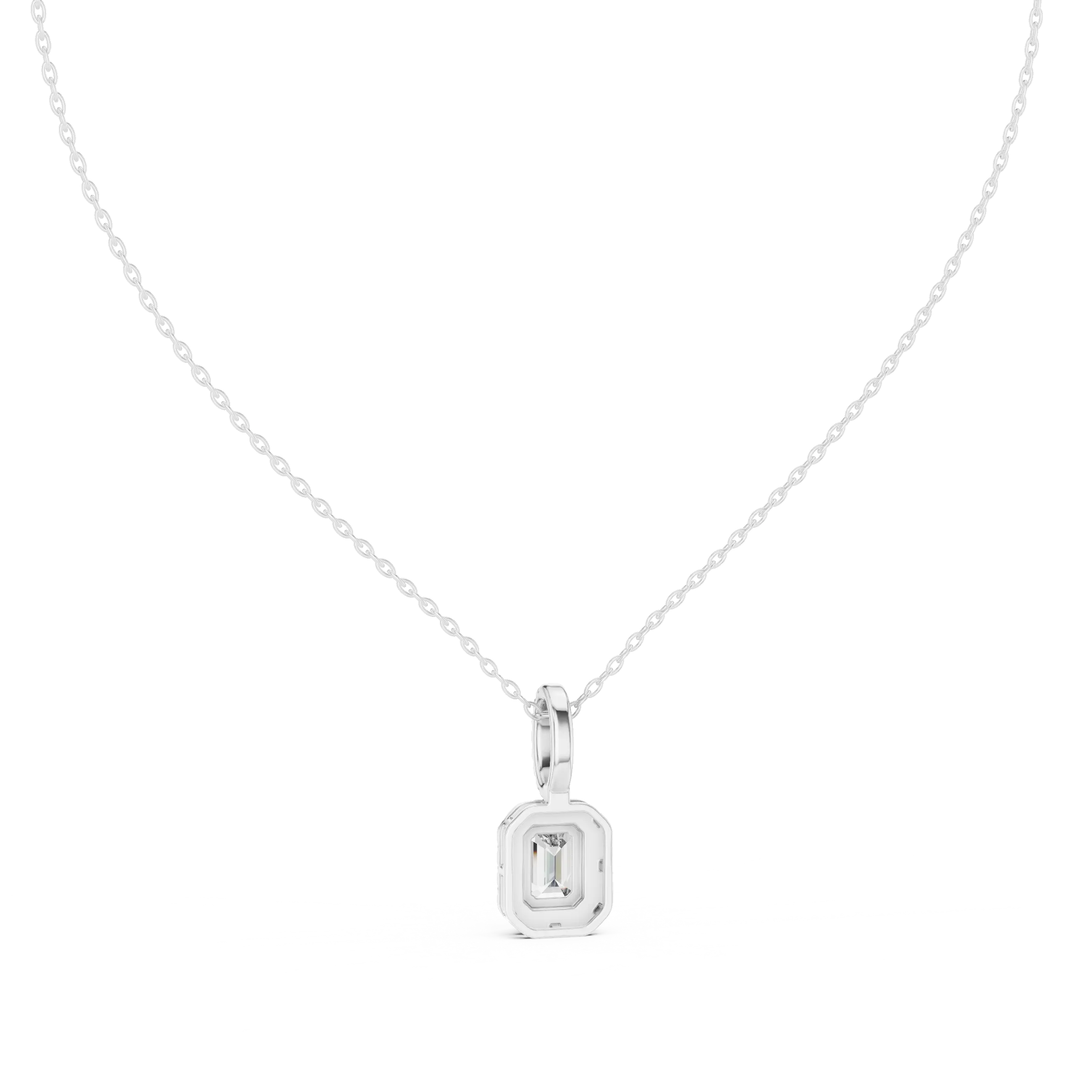 MJP35 - Emerald-Cut Halo Art Deco Pendant