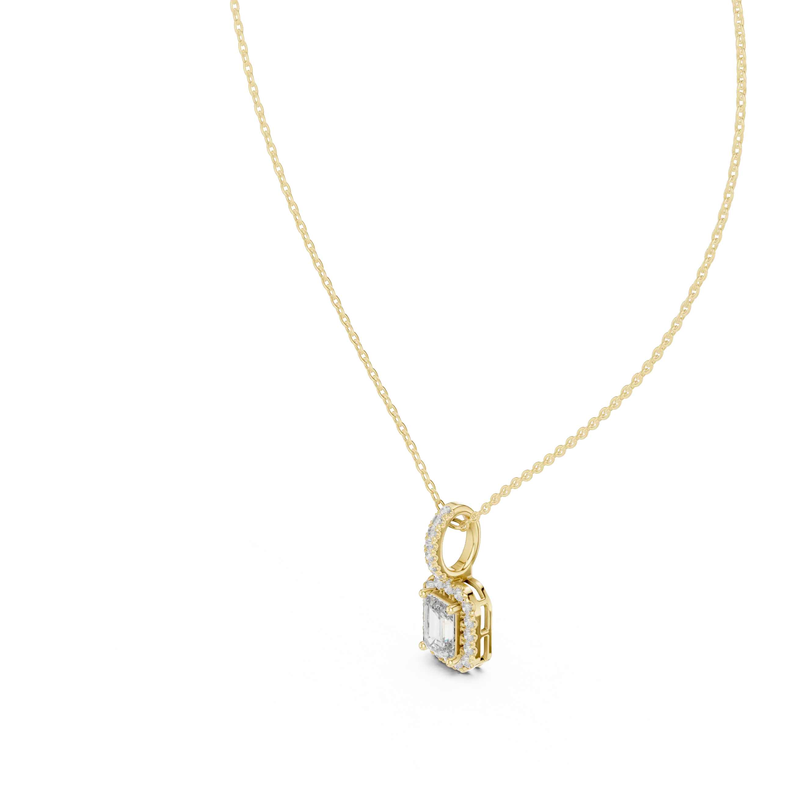 MJP35 - Emerald-Cut Halo Art Deco Pendant