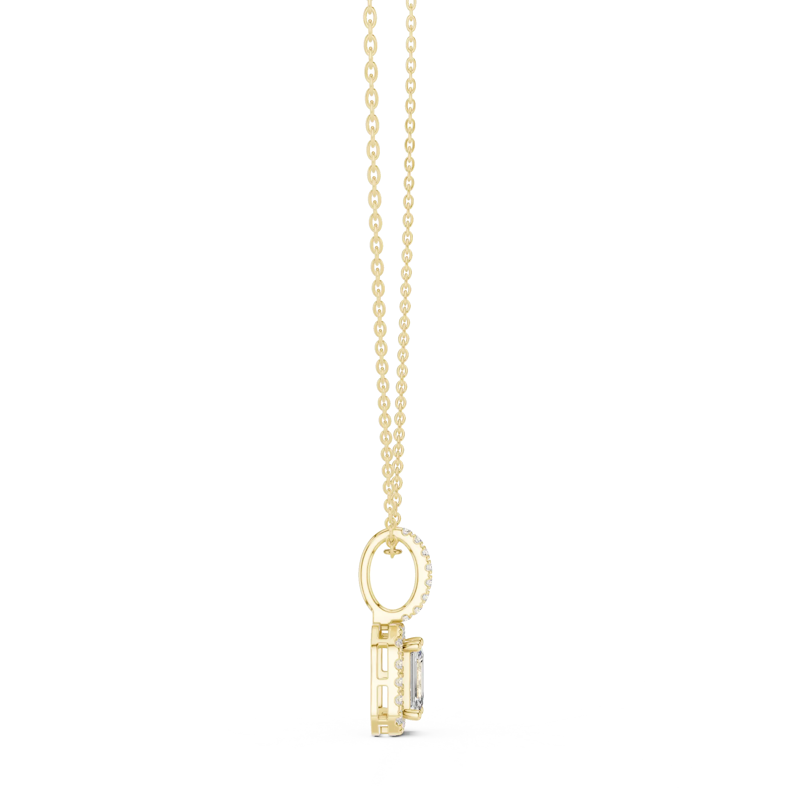 MJP35 - Emerald-Cut Halo Art Deco Pendant