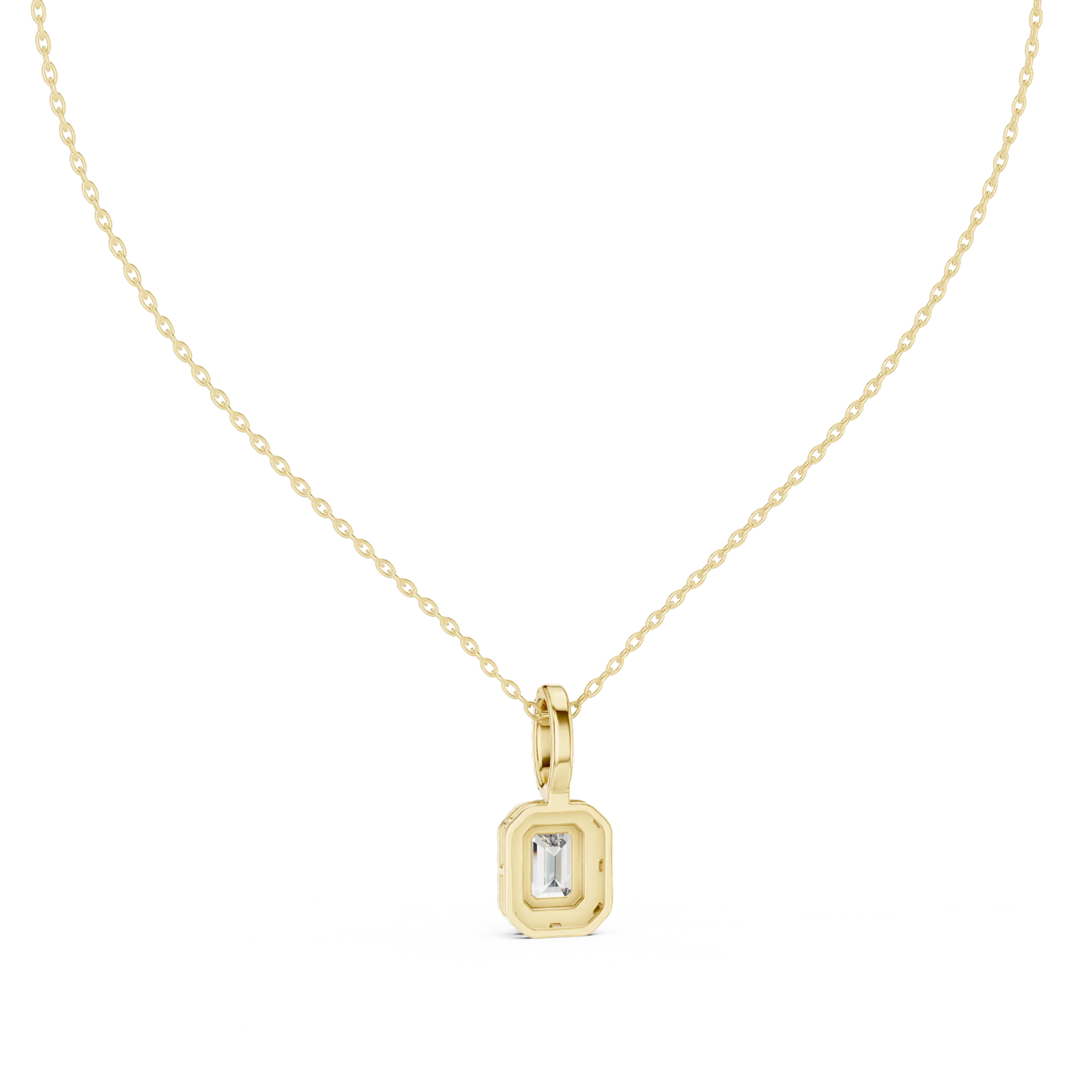 MJP35 - Emerald-Cut Halo Art Deco Pendant