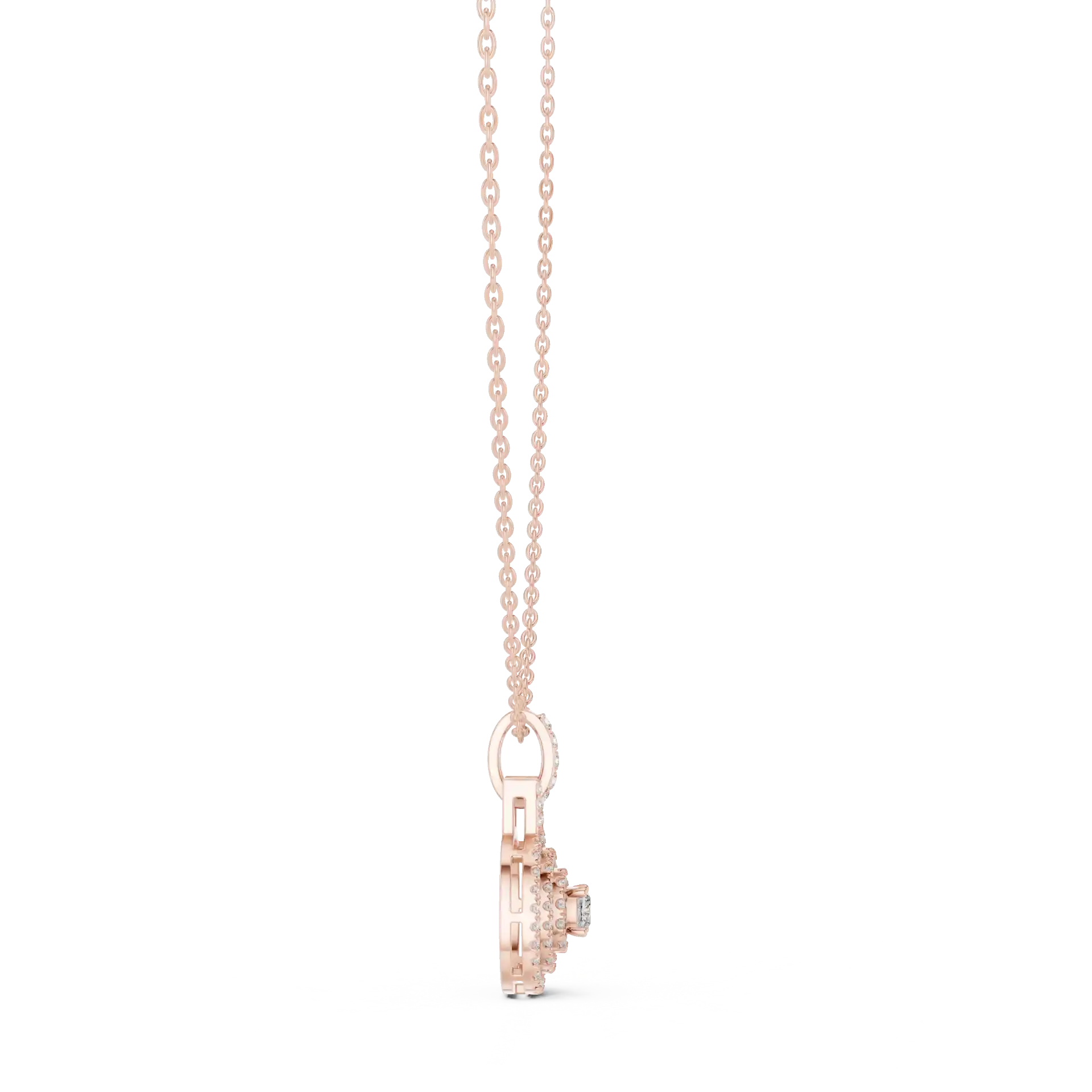MJP18 - Cushion Frame Diamond Halo Solitaire Necklace