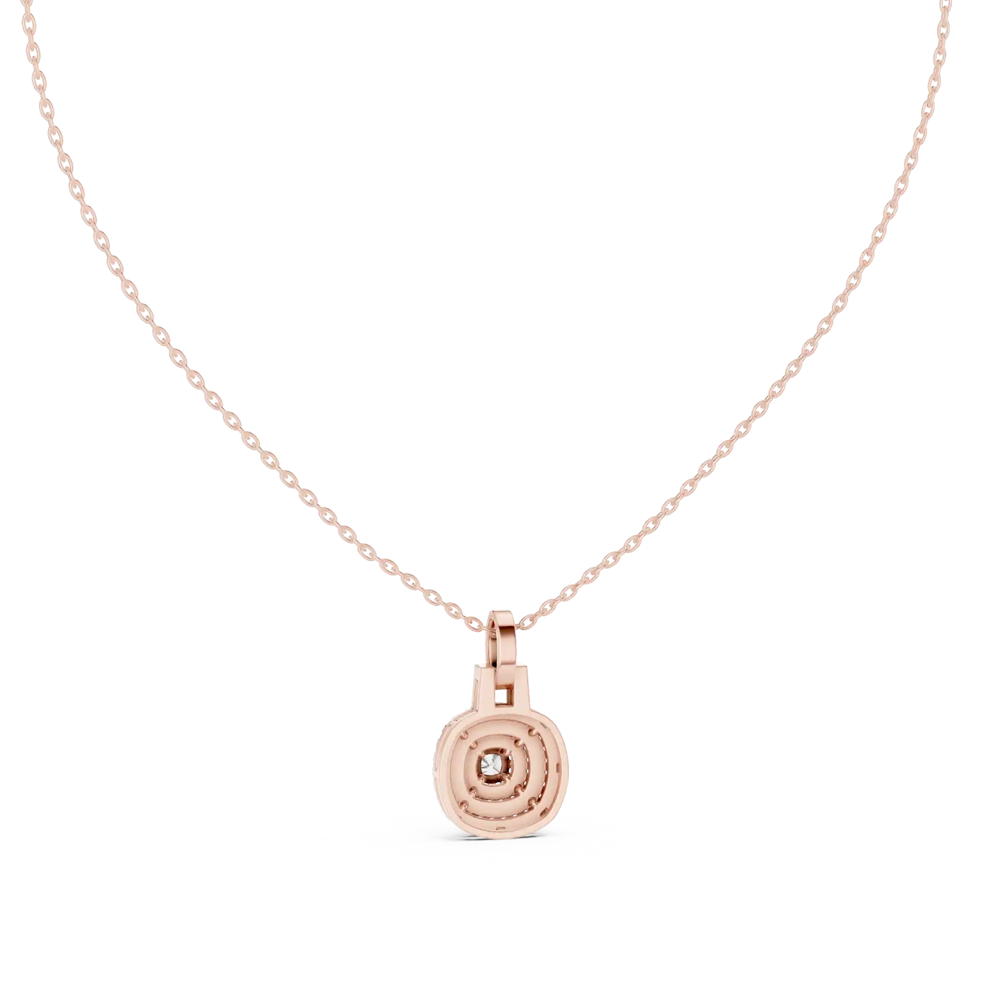 MJP18 - Cushion Frame Diamond Halo Solitaire Necklace