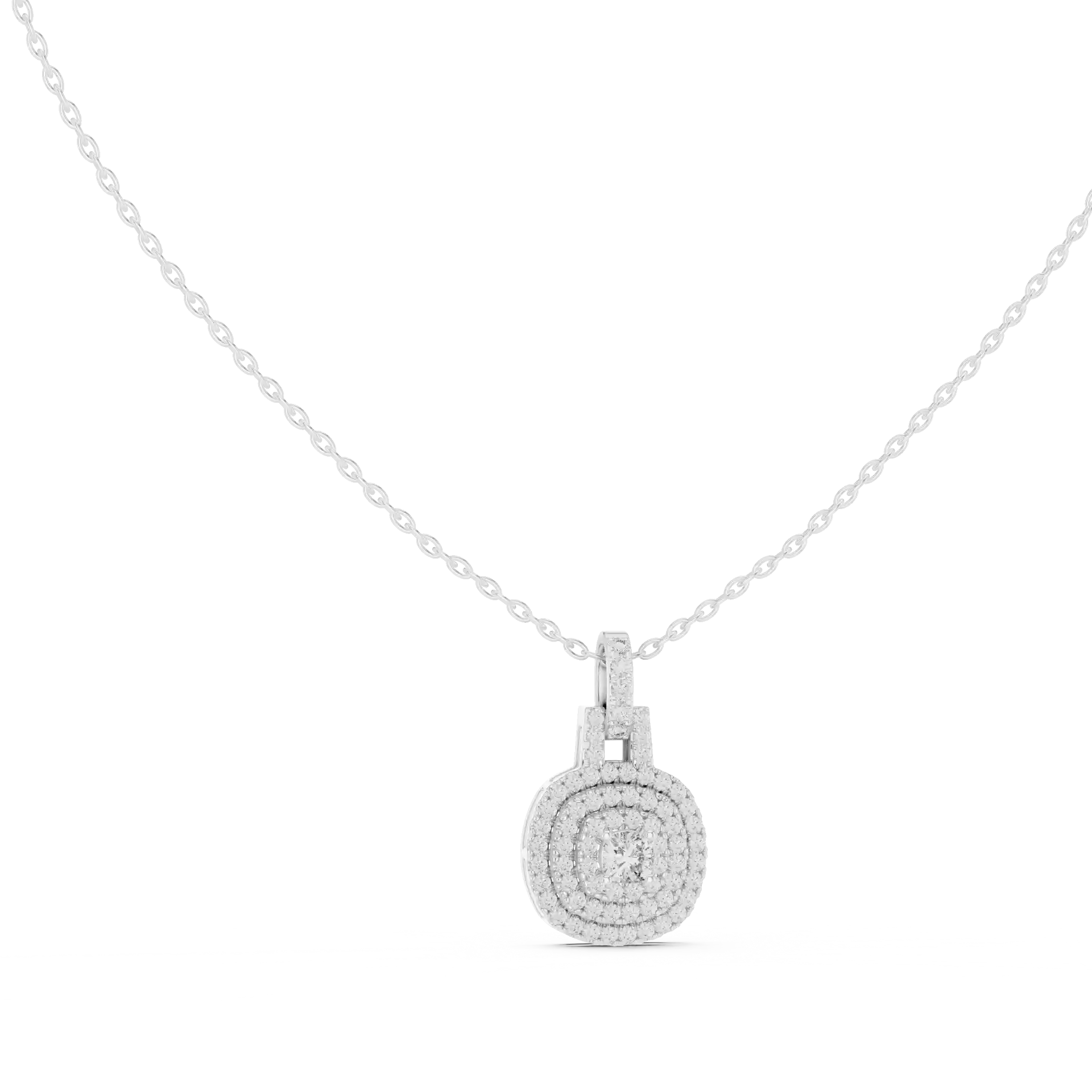 MJP18 - Cushion Frame Diamond Halo Solitaire Necklace