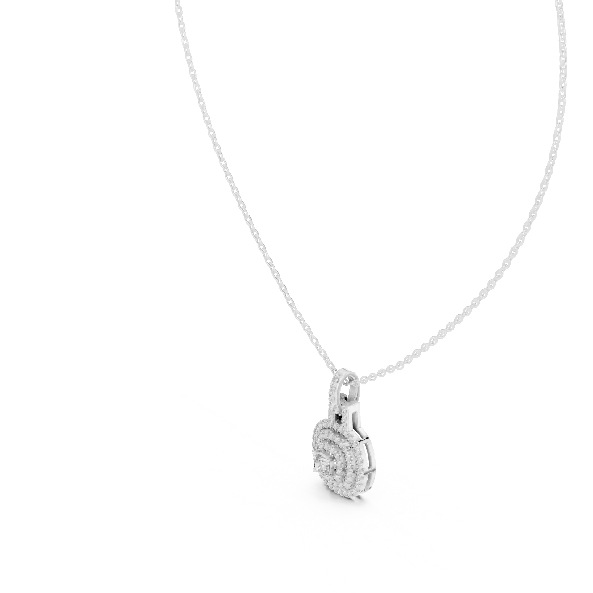 MJP19 - Concentric Cushion Diamond Halo Minimalist Charm