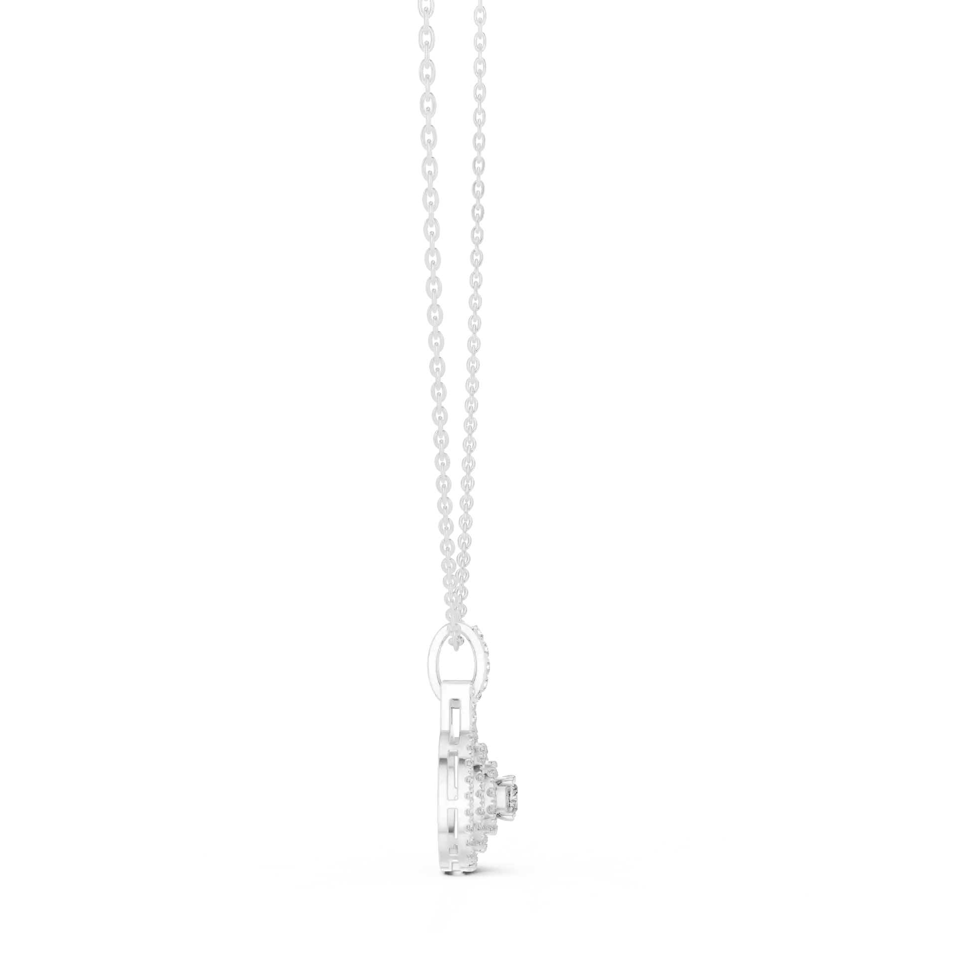 MJP18 - Cushion Frame Diamond Halo Solitaire Necklace