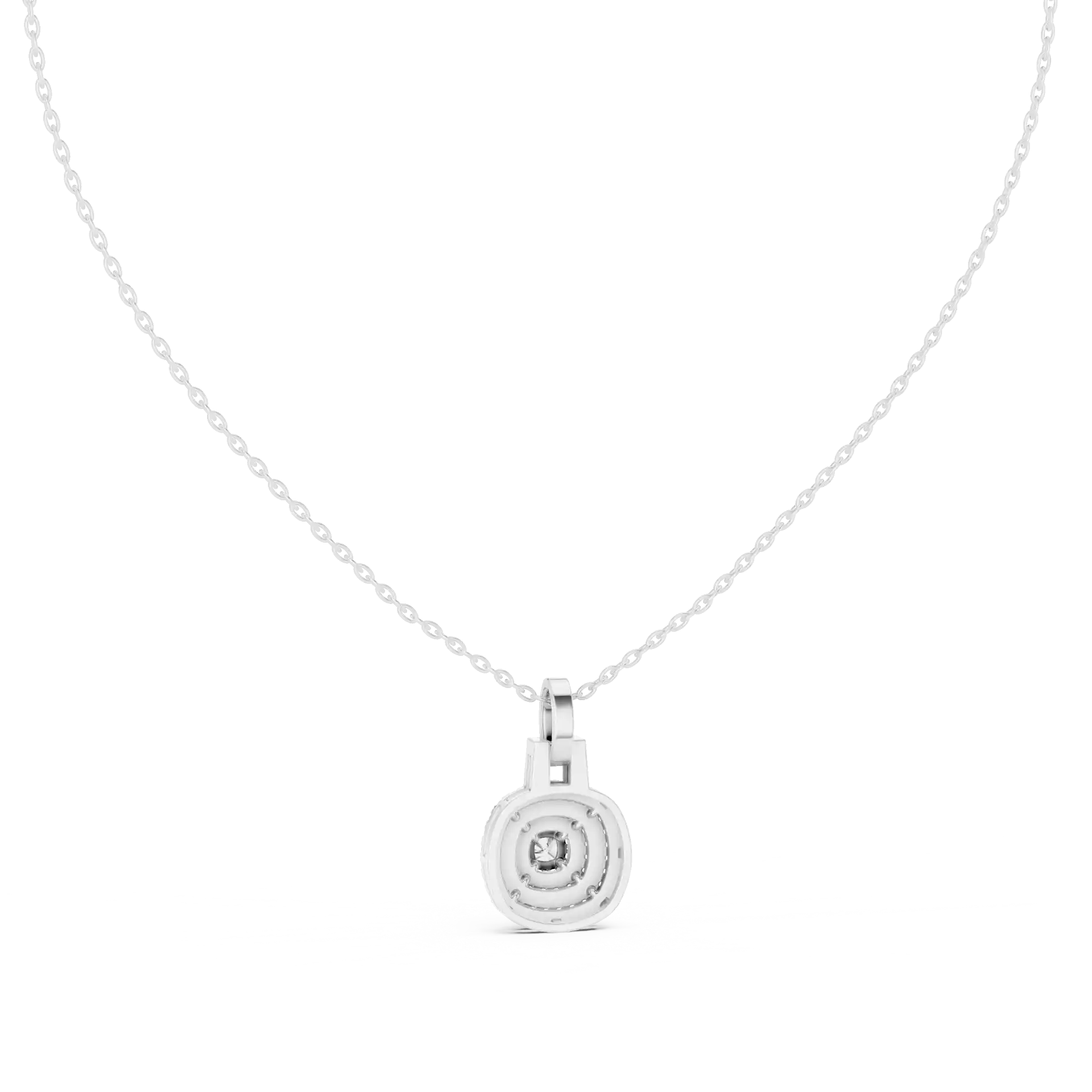 MJP18 - Cushion Frame Diamond Halo Solitaire Necklace
