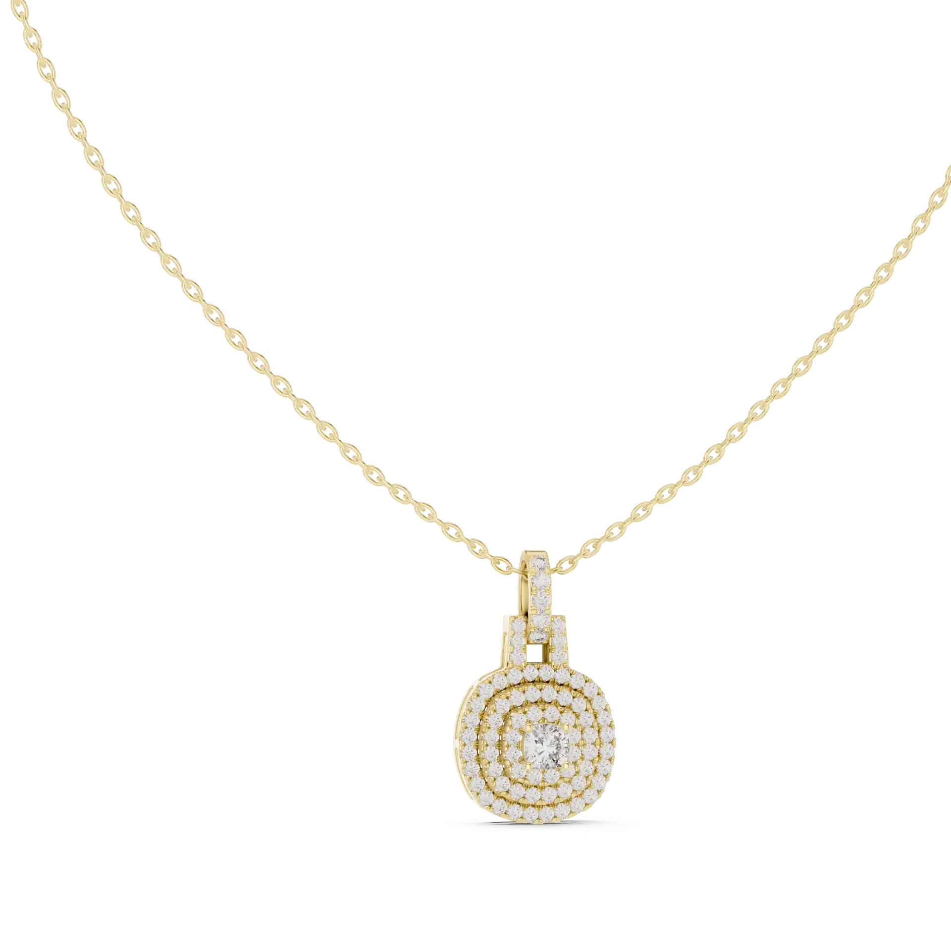 MJP19 - Concentric Cushion Diamond Halo Minimalist Charm