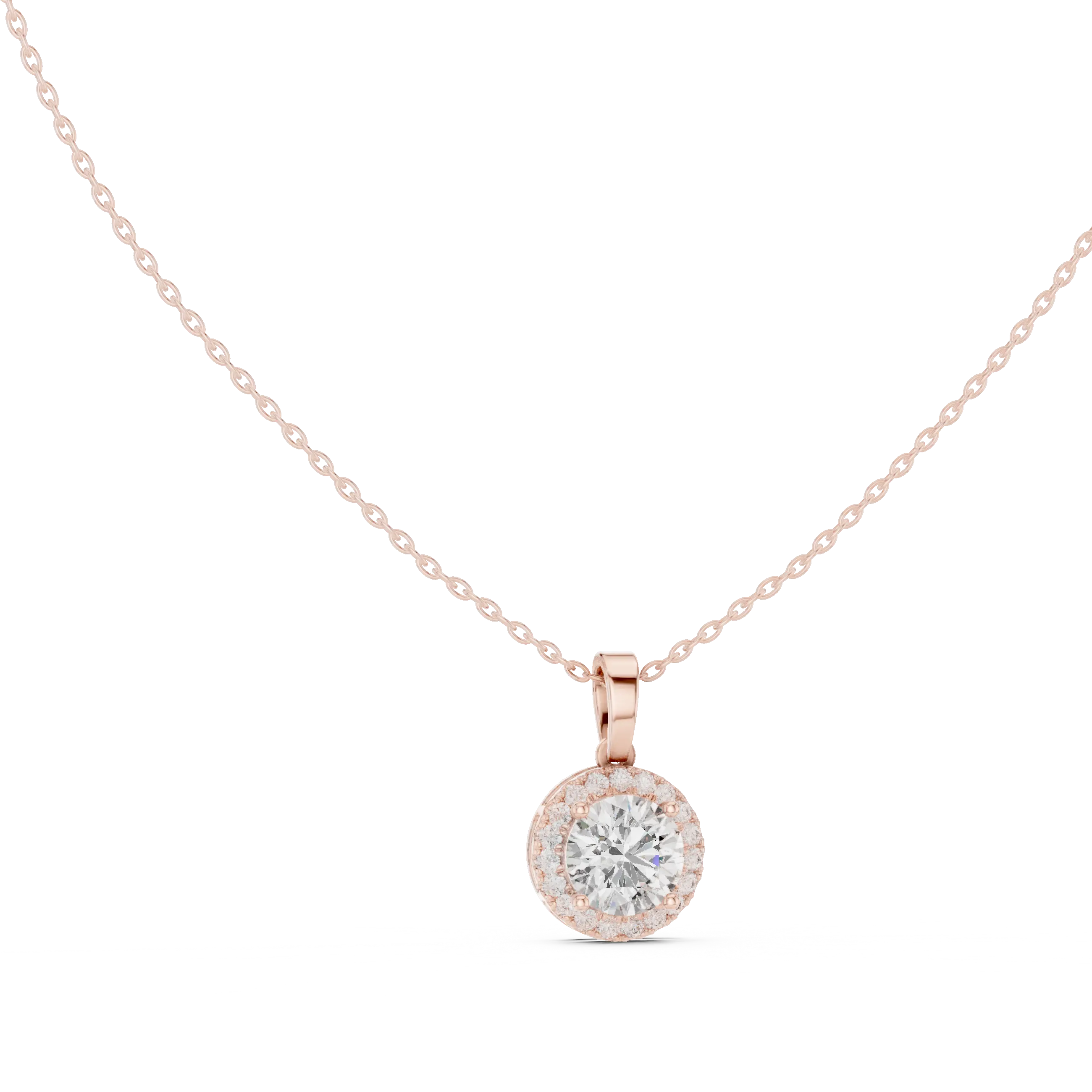MJP40 - Brilliant Round Halo Solitaire Pendant