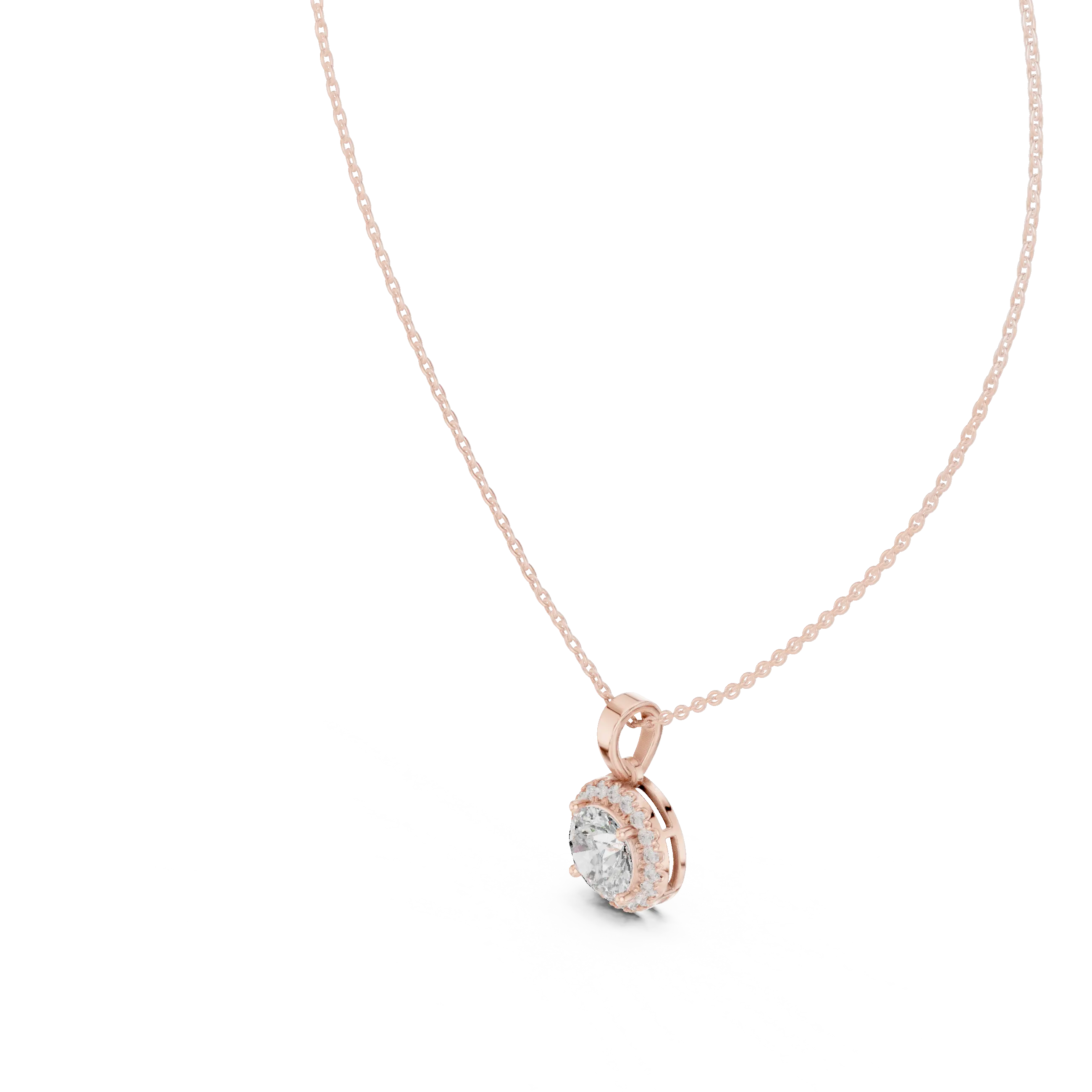 MJP40 - Brilliant Round Halo Solitaire Pendant