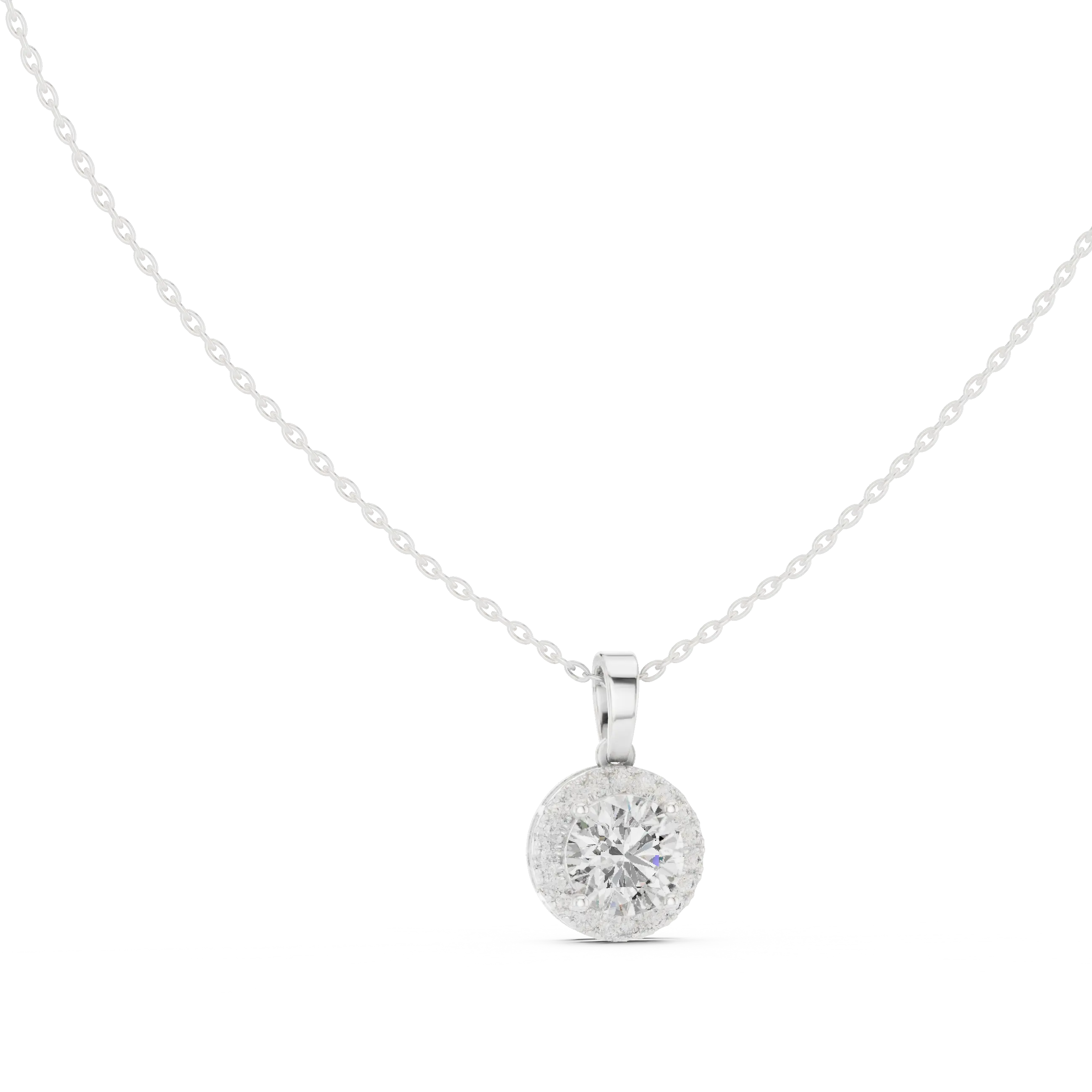 MJP40 - Brilliant Round Halo Solitaire Pendant