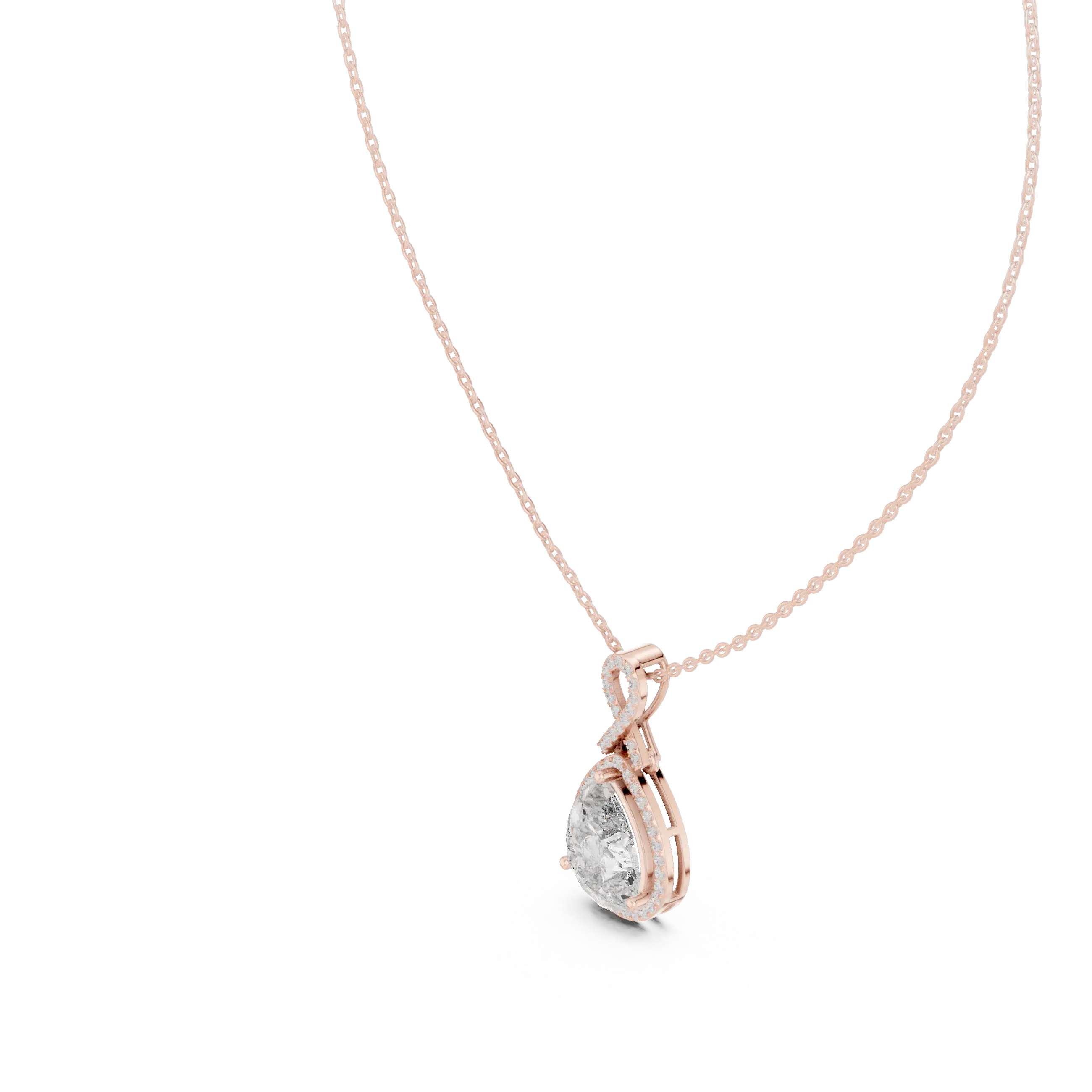 MJP42 - Infinity Loop Pear Halo Pendant