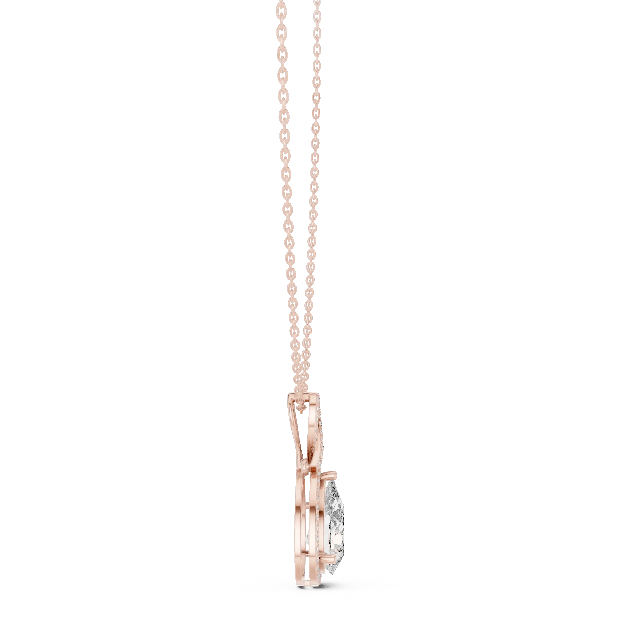 MJP42 - Infinity Loop Pear Halo Pendant