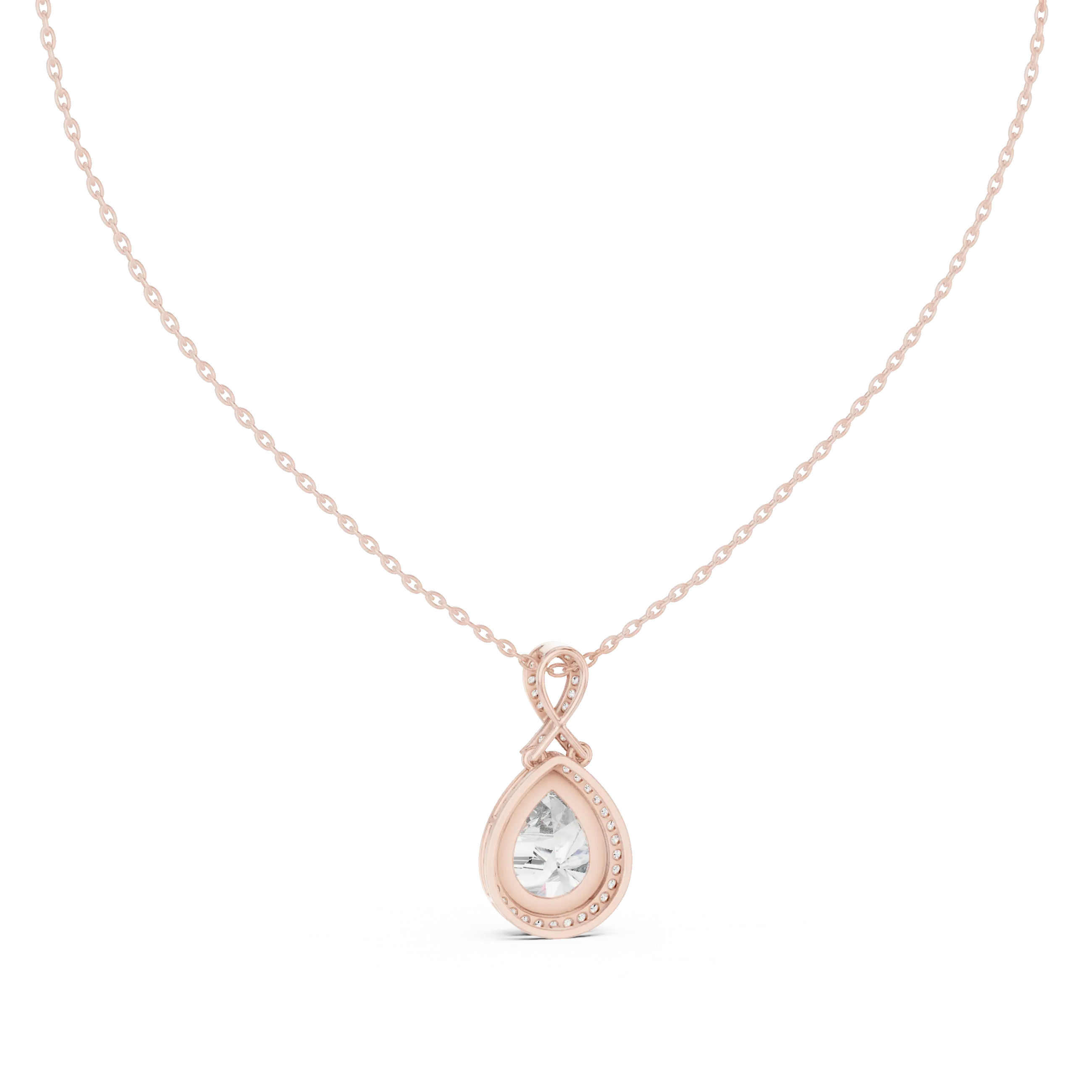 MJP42 - Infinity Loop Pear Halo Pendant