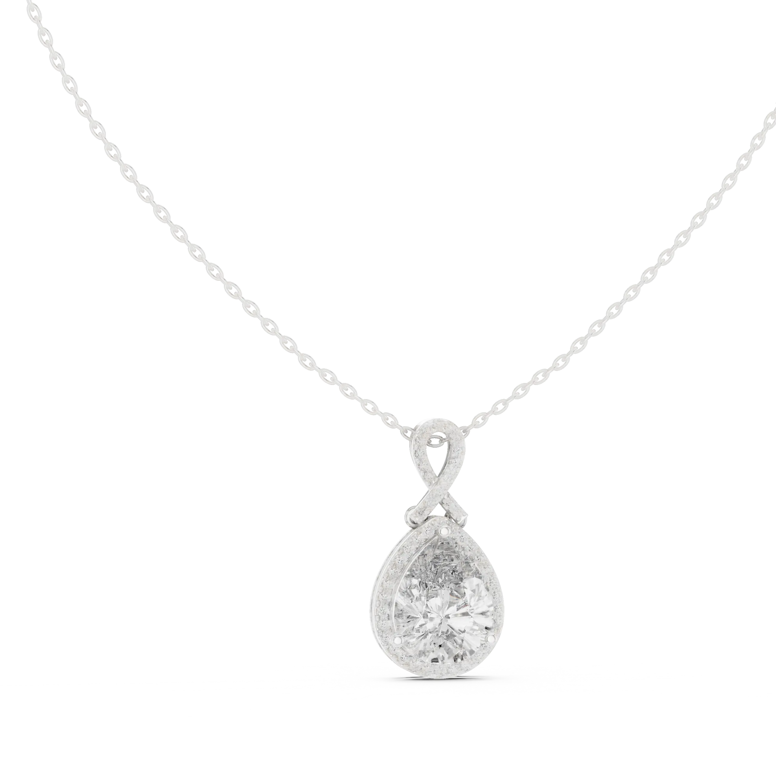 MJP42 - Infinity Loop Pear Halo Pendant