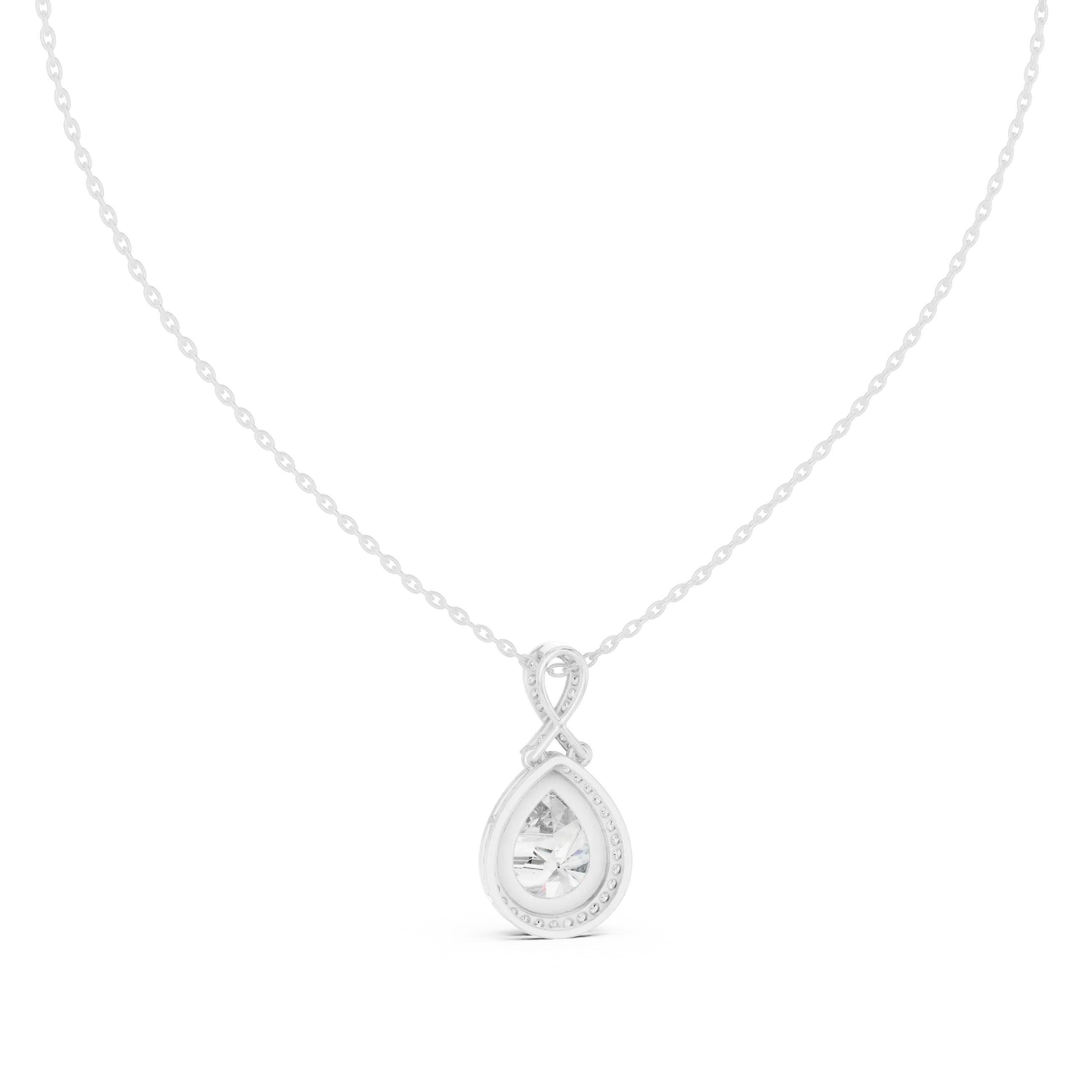 MJP42 - Infinity Loop Pear Halo Pendant