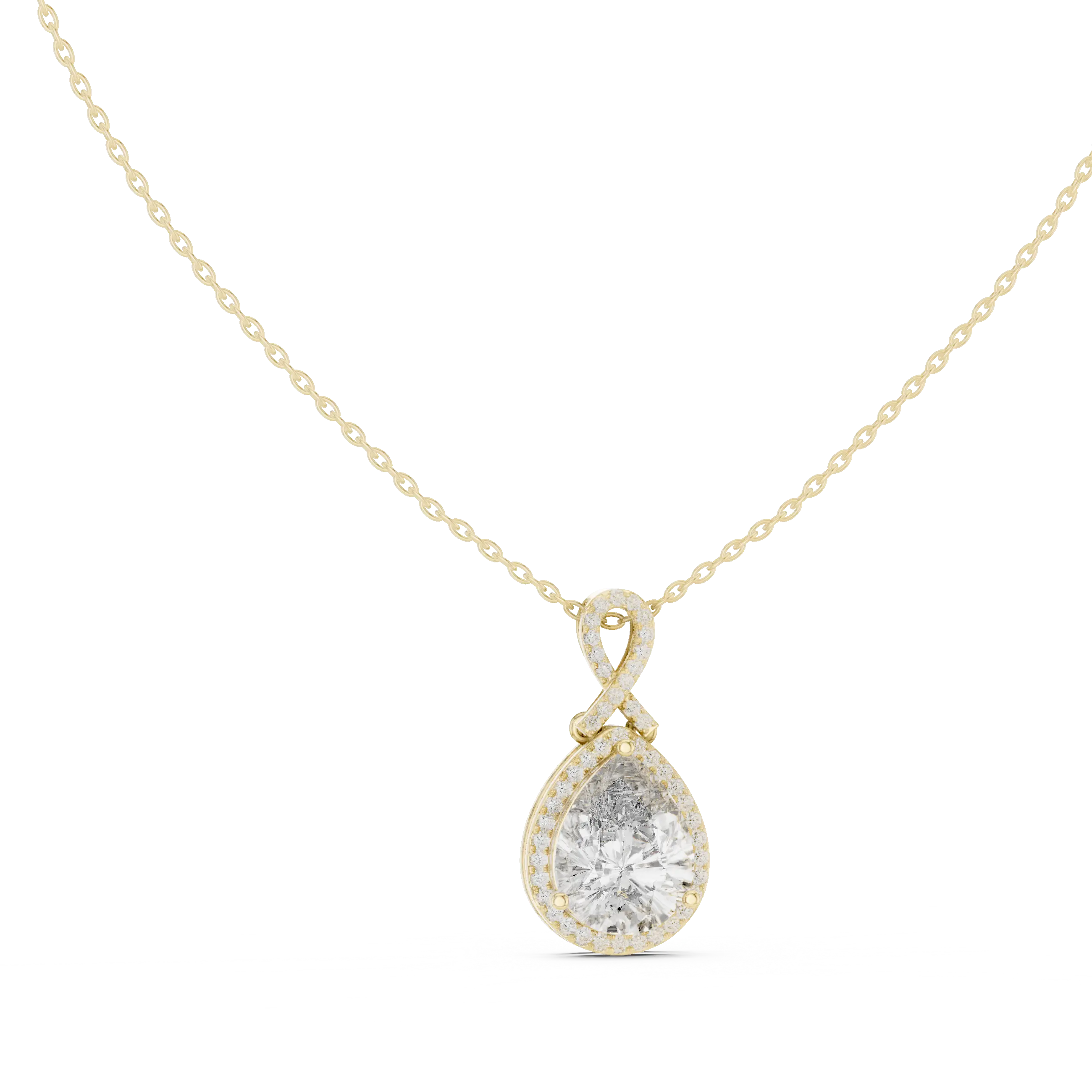 MJP42 - Infinity Loop Pear Halo Pendant