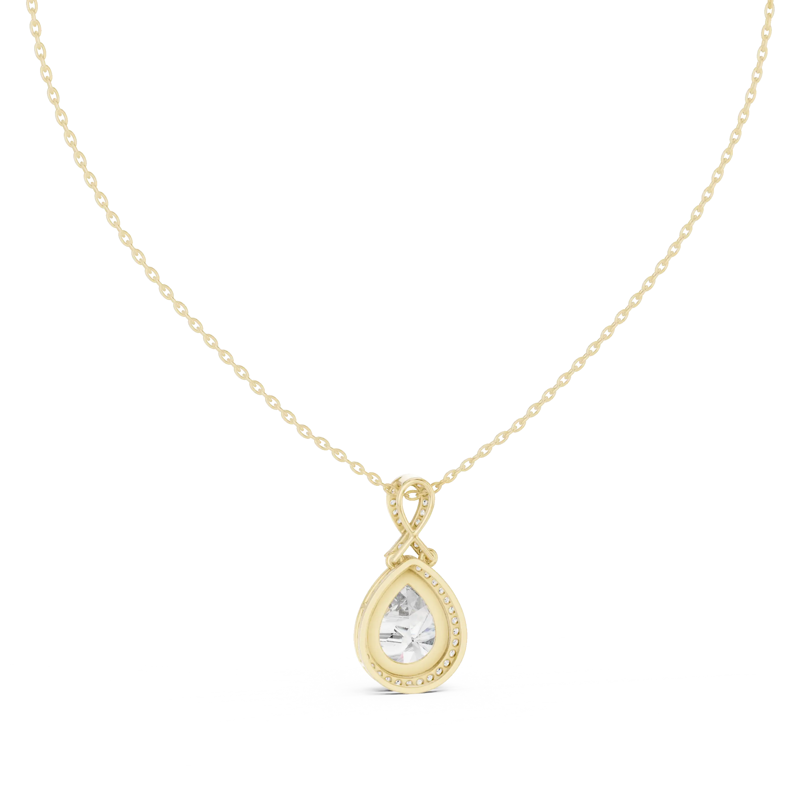 MJP42 - Infinity Loop Pear Halo Pendant