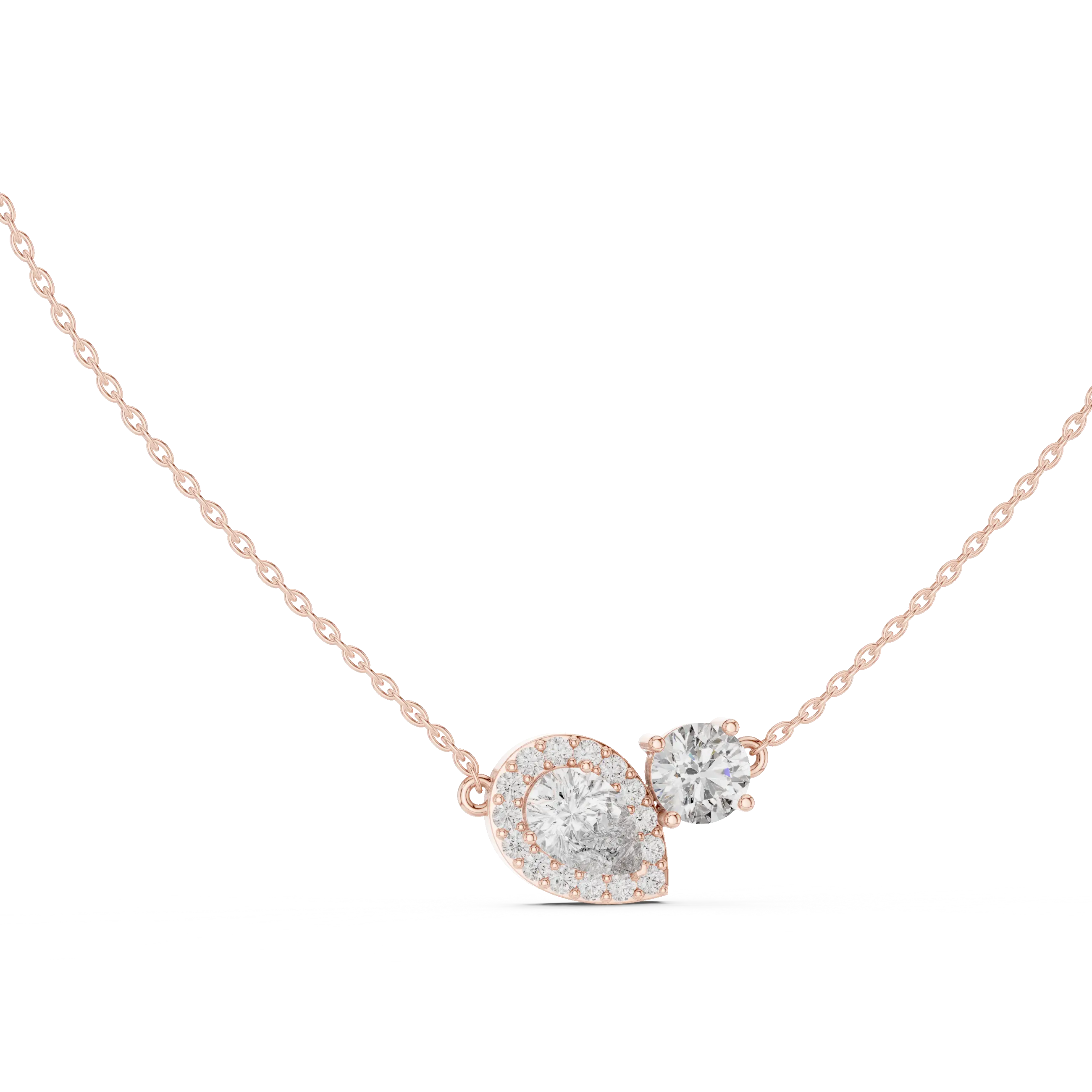 MJP45 - Contoured Pavé Teardrop & Solitaire Necklace