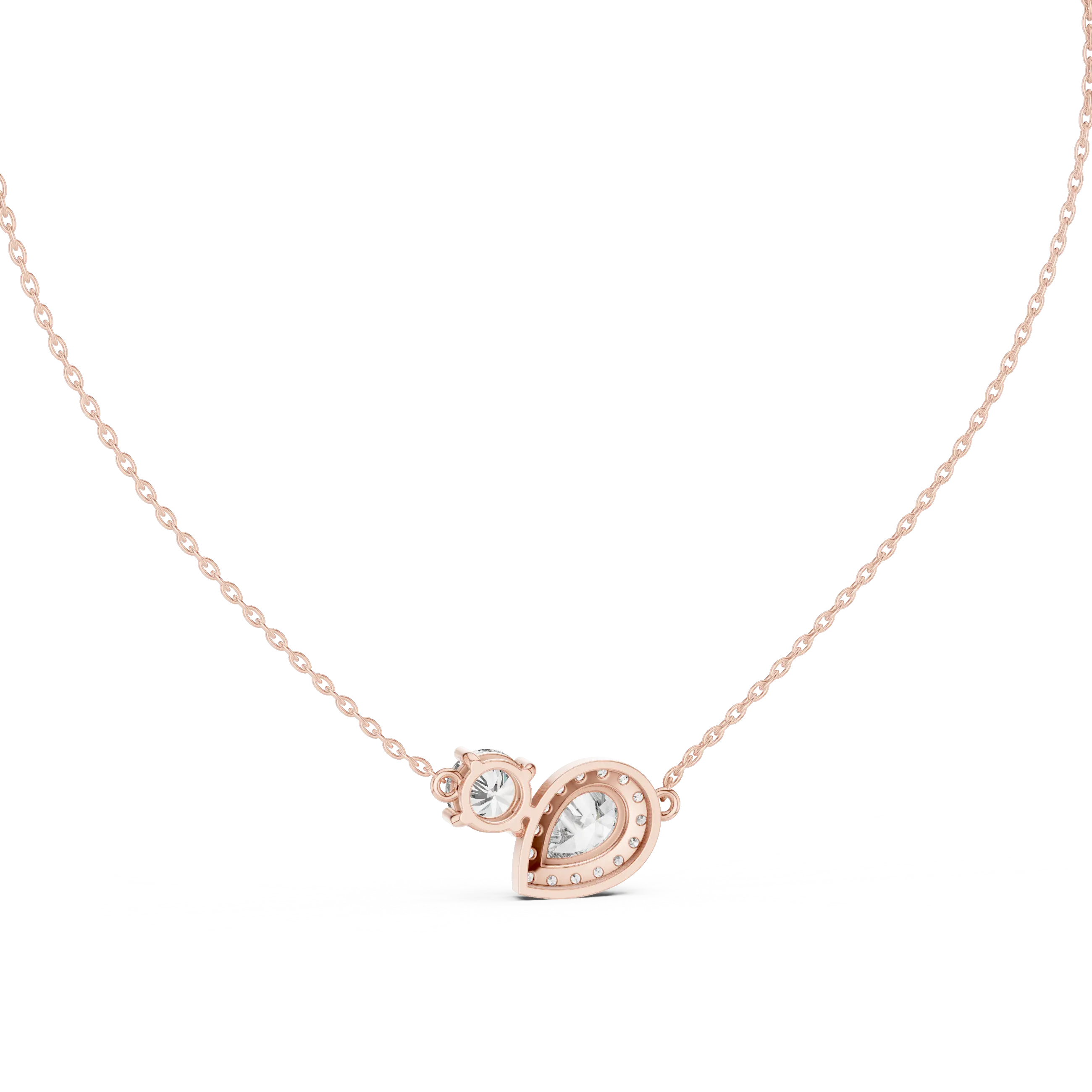 MJP45 - Contoured Pavé Teardrop & Solitaire Necklace