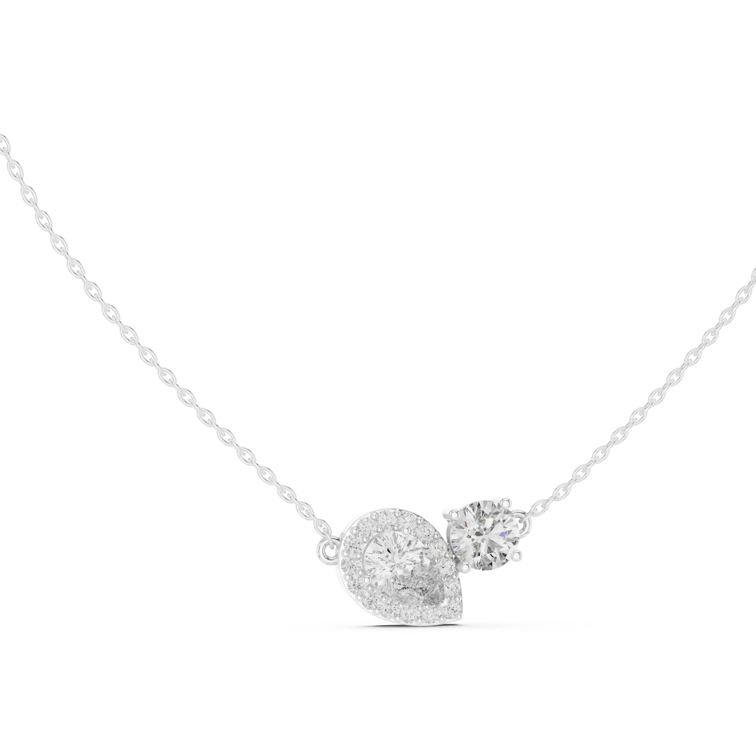 MJP45 - Contoured Pavé Teardrop & Solitaire Necklace