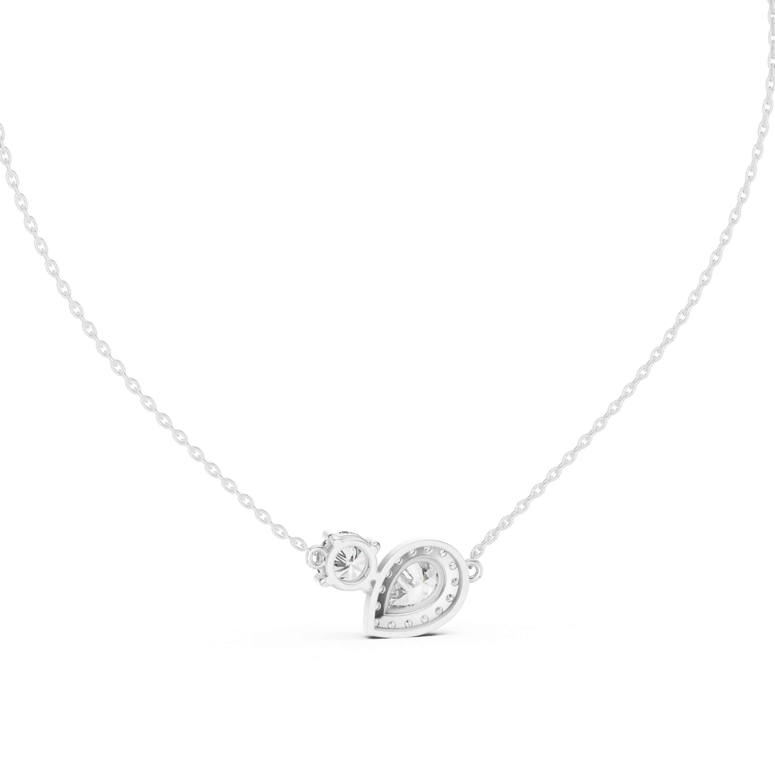 MJP45 - Contoured Pavé Teardrop & Solitaire Necklace