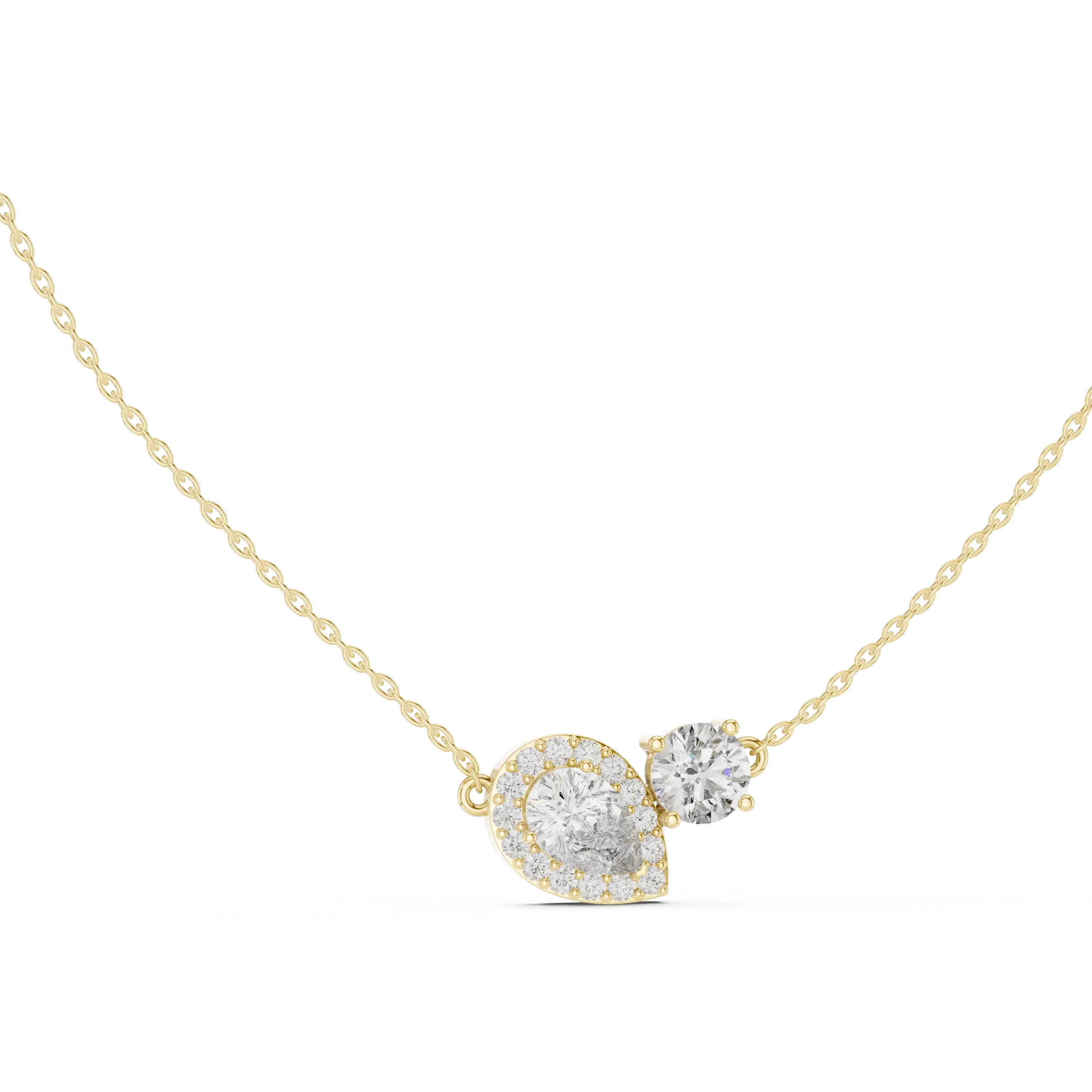 MJP45 - Contoured Pavé Teardrop & Solitaire Necklace