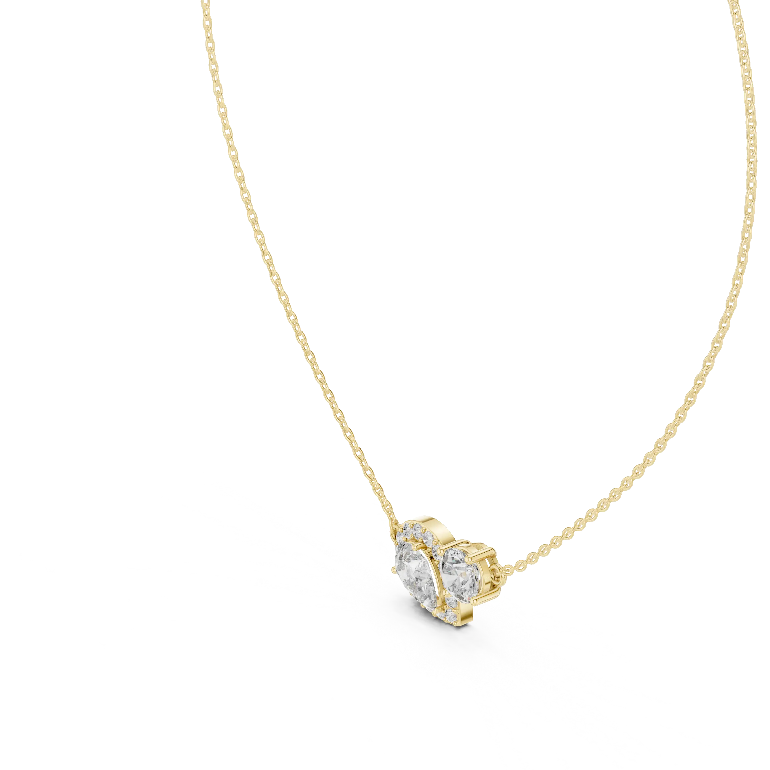 MJP45 - Contoured Pavé Teardrop & Solitaire Necklace