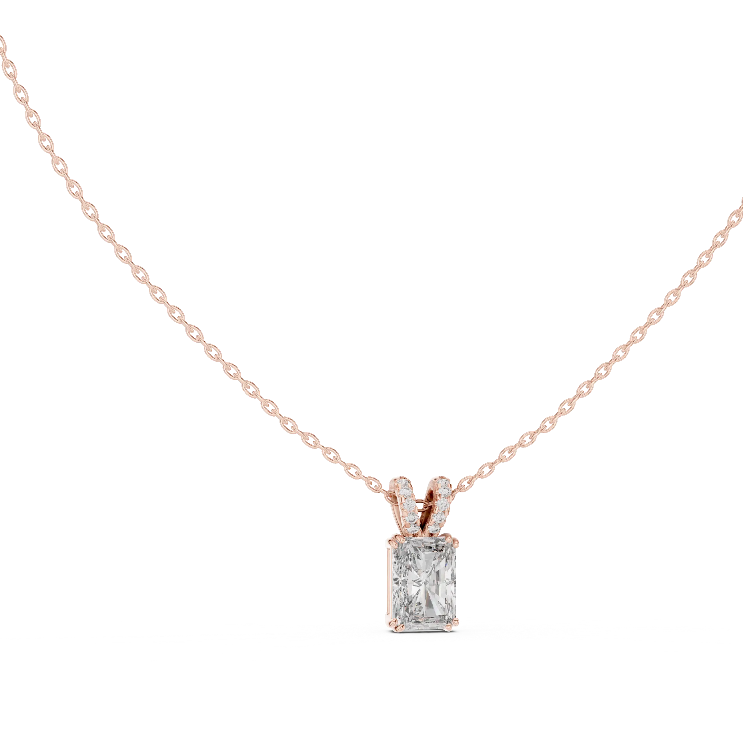 MJP49 - Radiant Emerald Solitaire Split-Bail Pendant