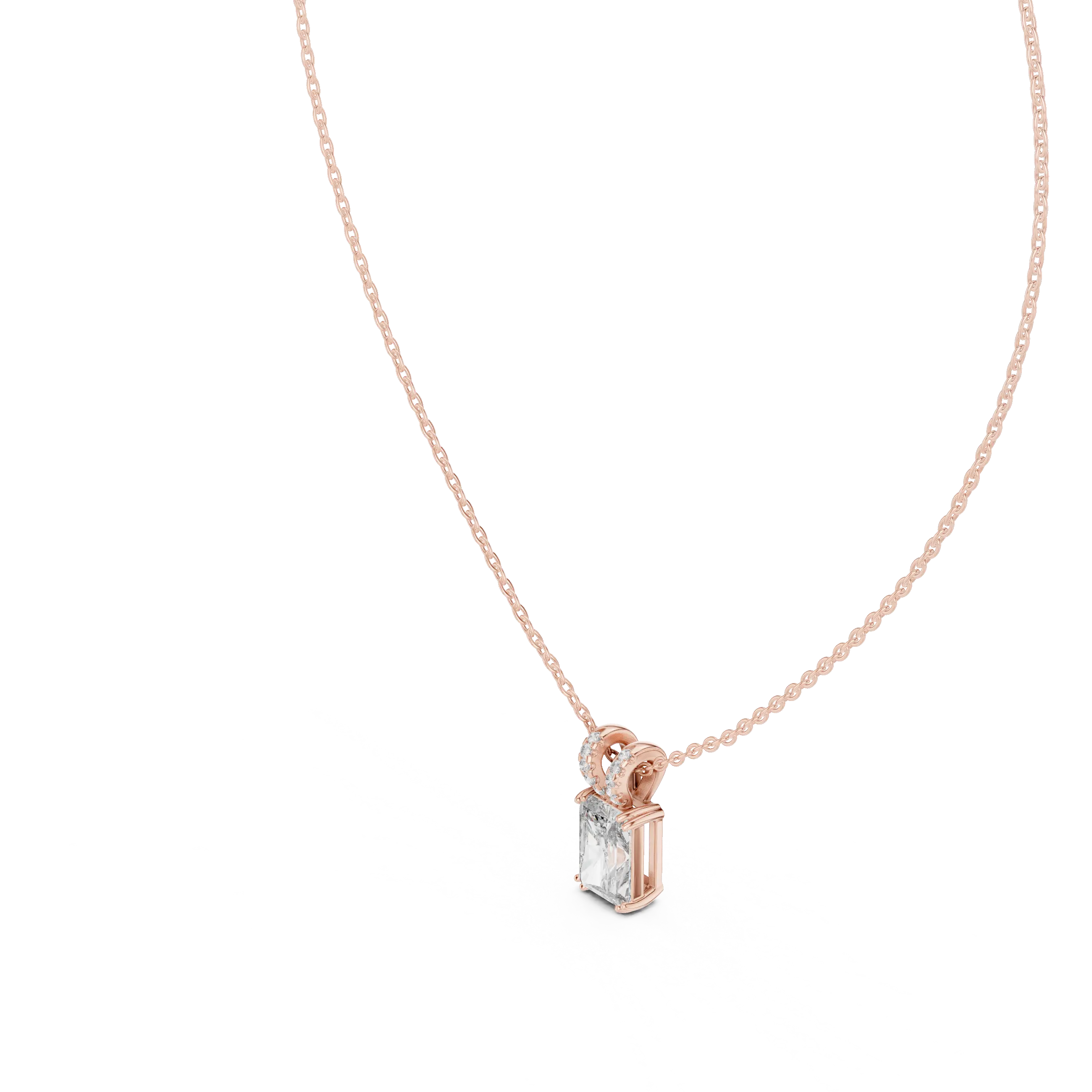 MJP49 - Radiant Emerald Solitaire Split-Bail Pendant