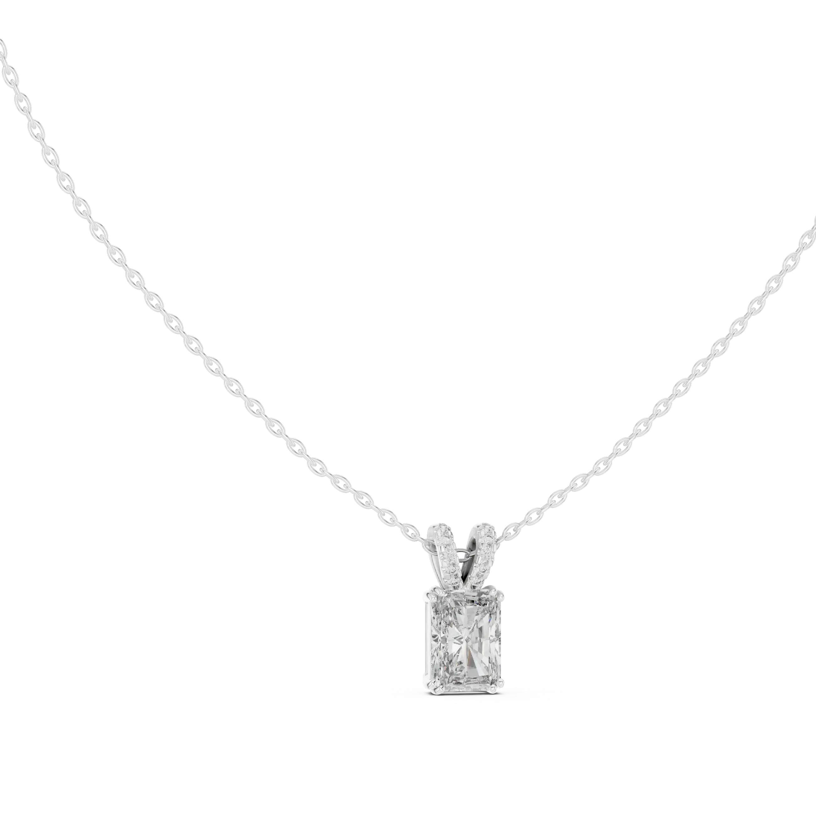 MJP49 - Radiant Emerald Solitaire Split-Bail Pendant