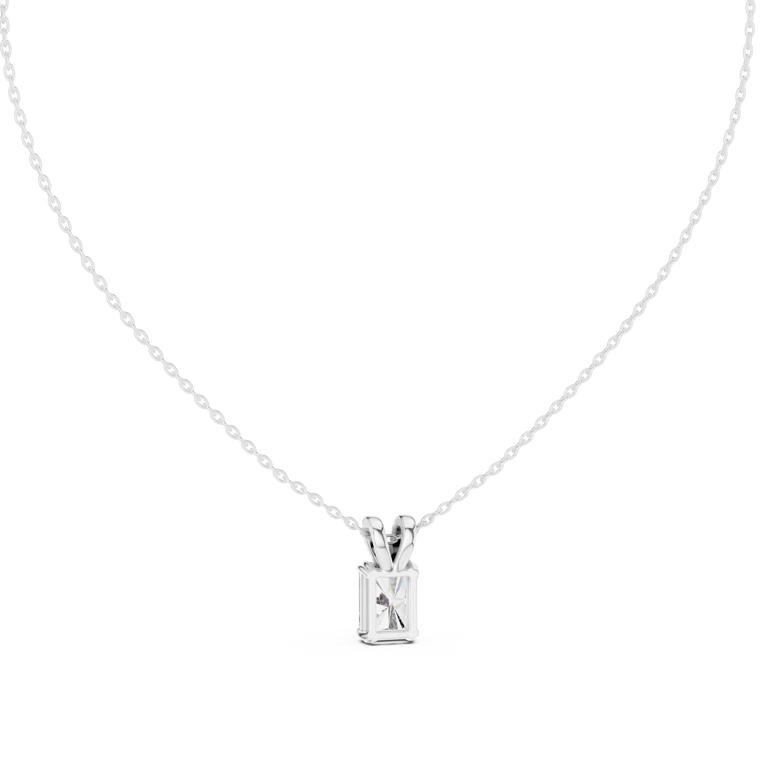 MJP49 - Radiant Emerald Solitaire Split-Bail Pendant
