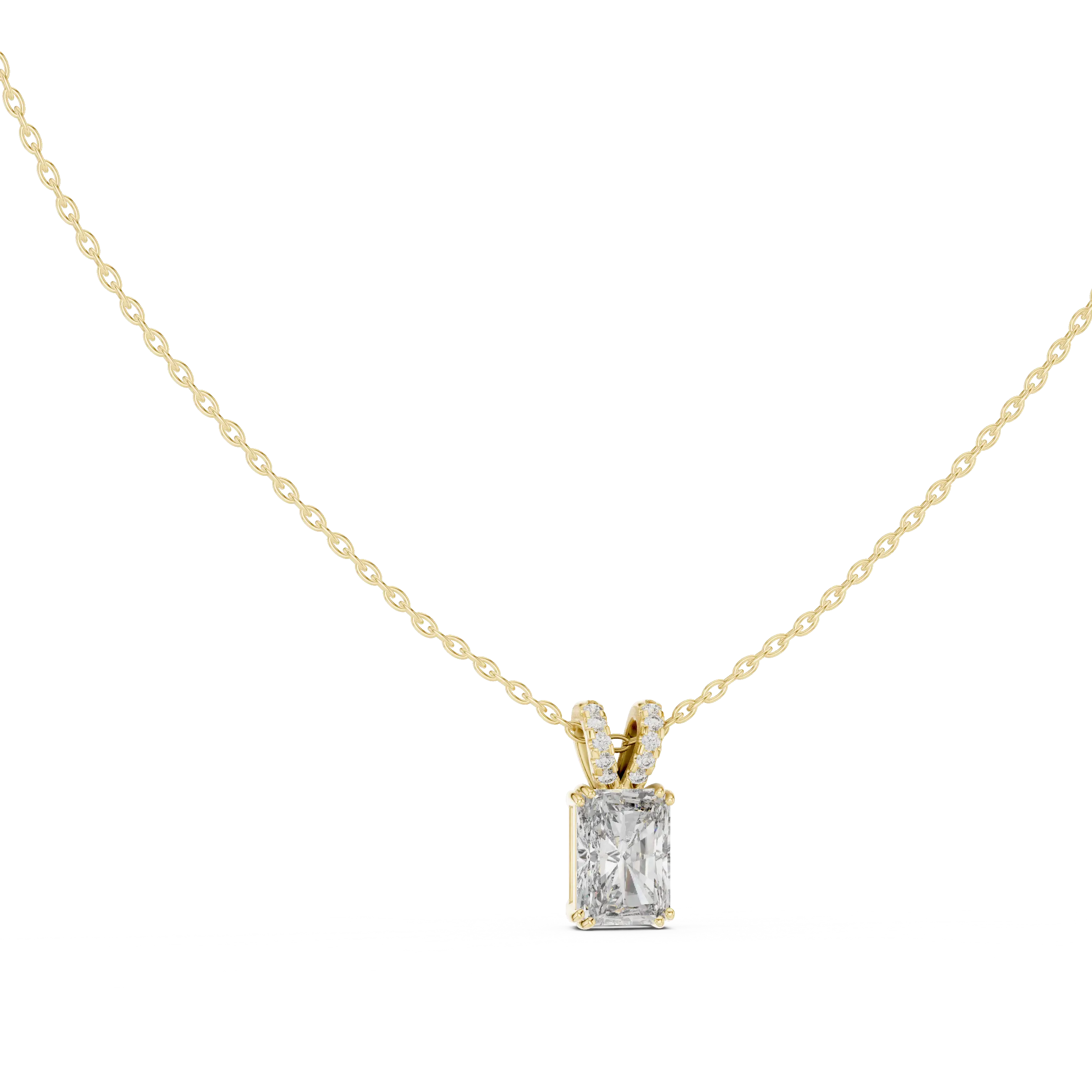 MJP49 - Radiant Emerald Solitaire Split-Bail Pendant