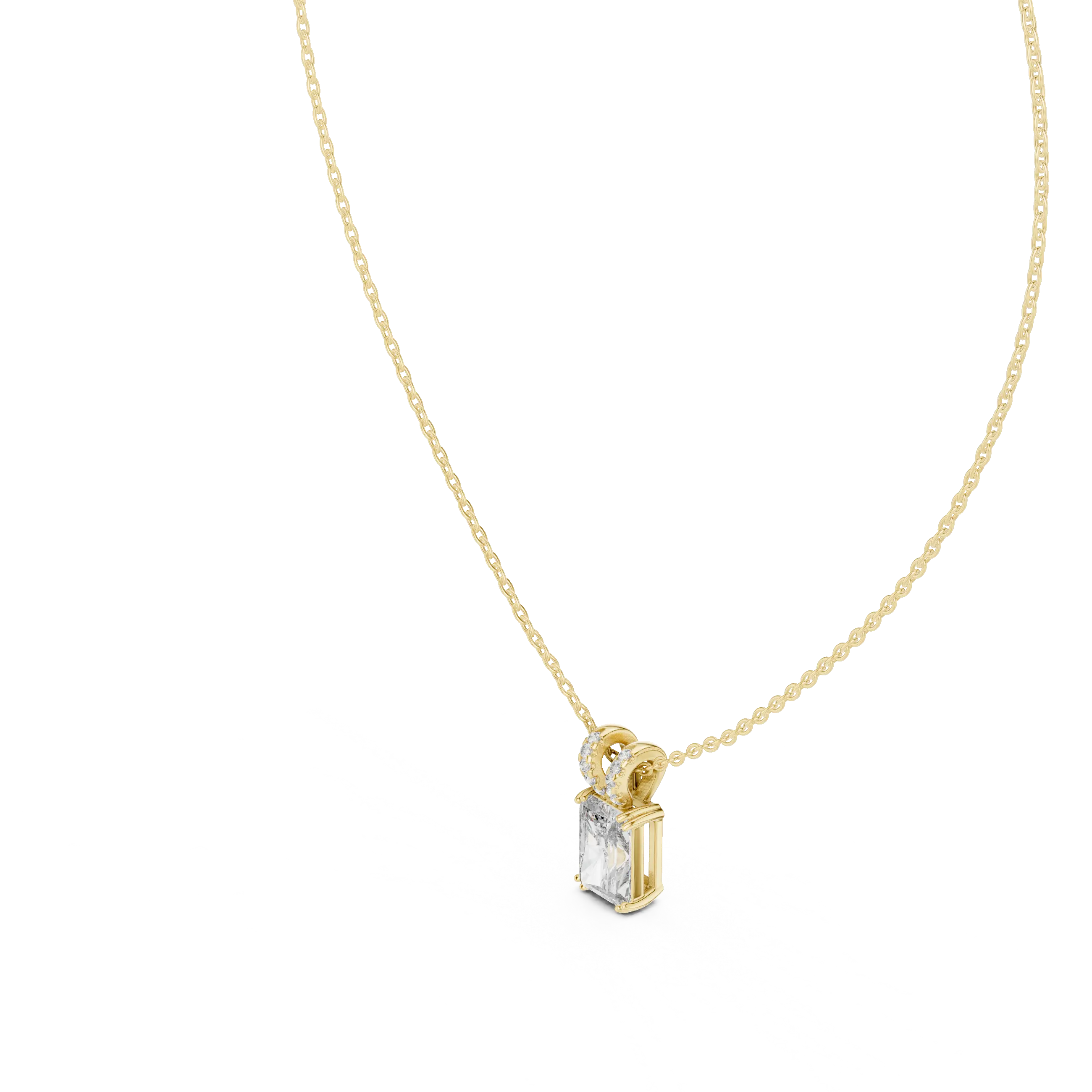 MJP49 - Radiant Emerald Solitaire Split-Bail Pendant