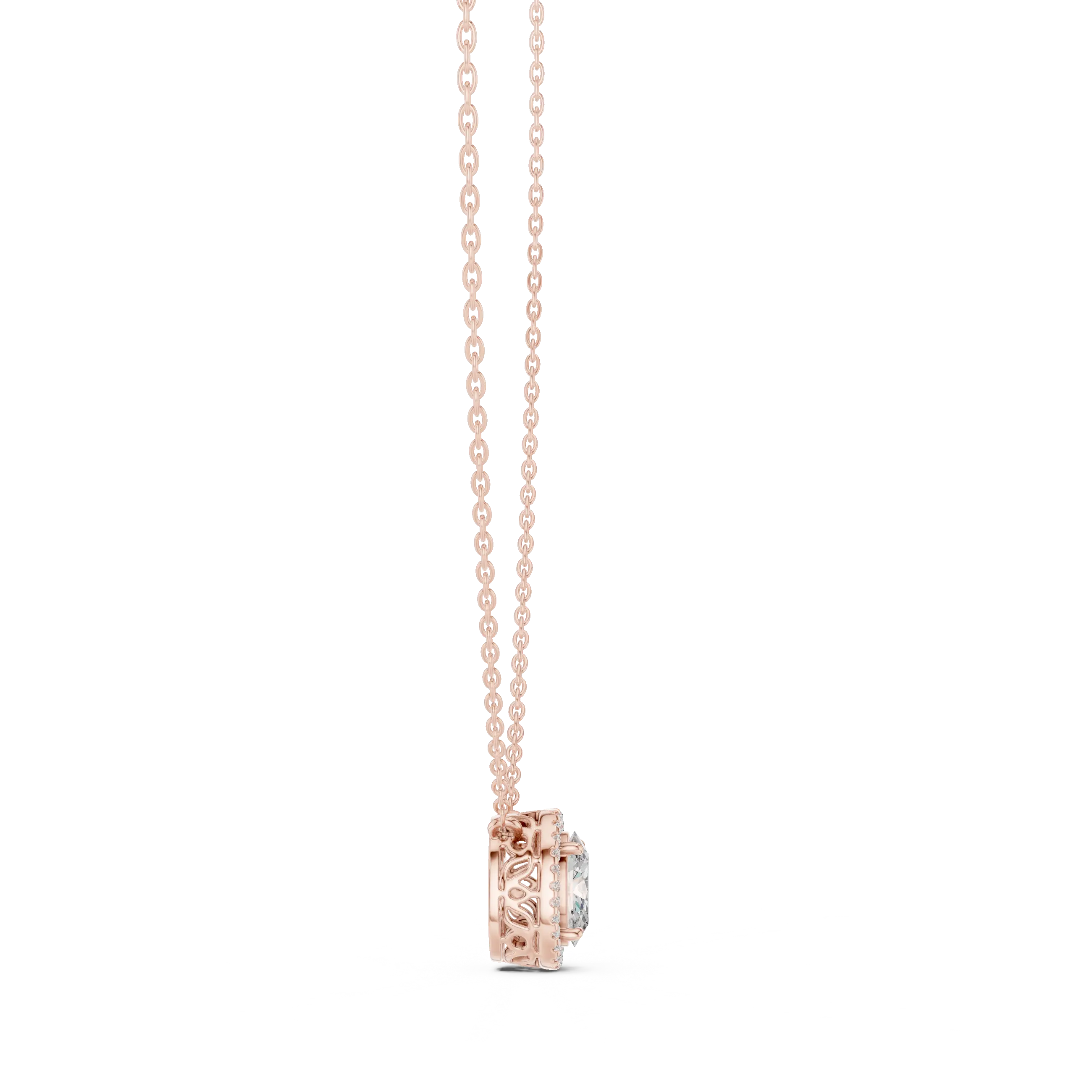 MJP50 - Floating Oval Solitaire Halo Pendant
