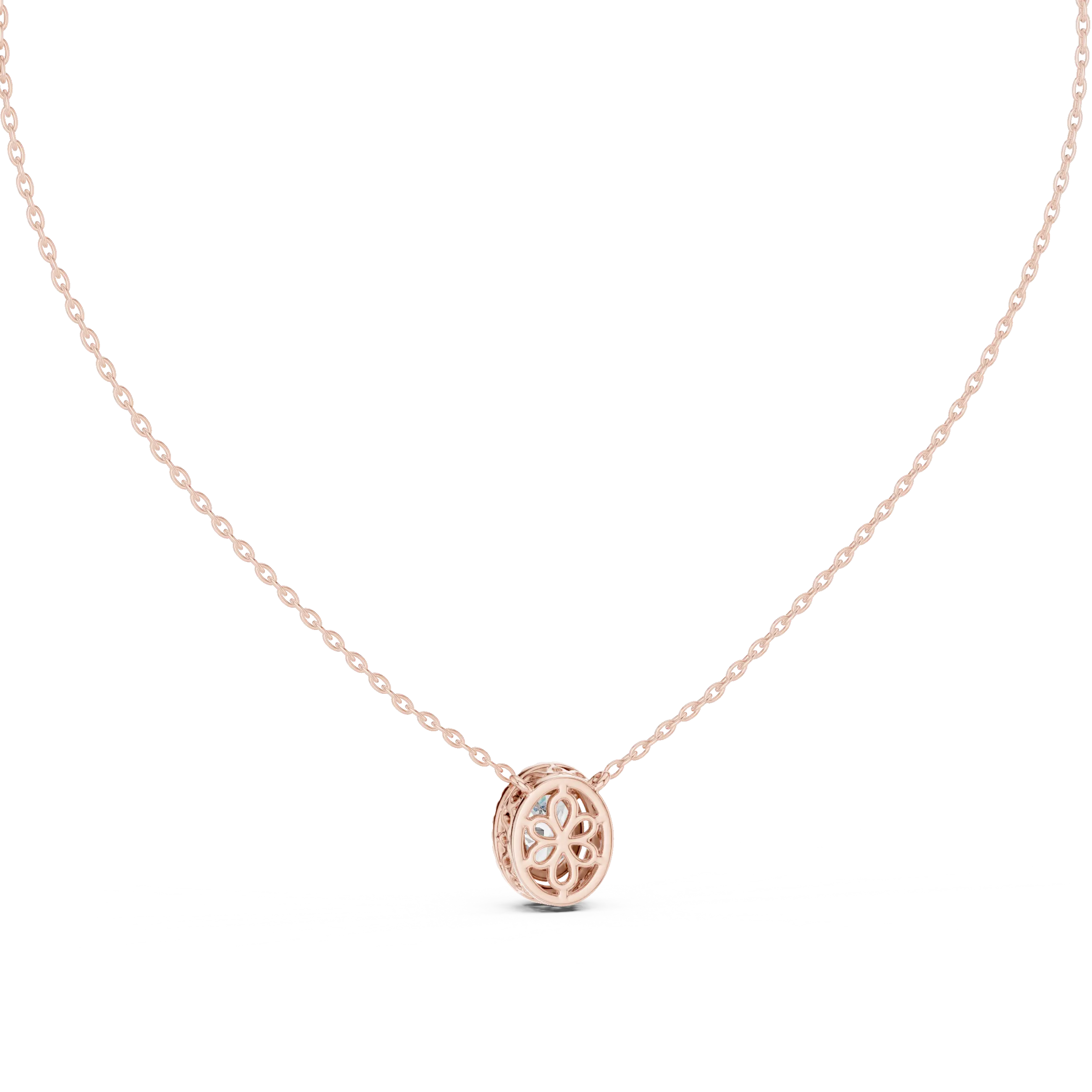 MJP50 - Floating Oval Solitaire Halo Pendant
