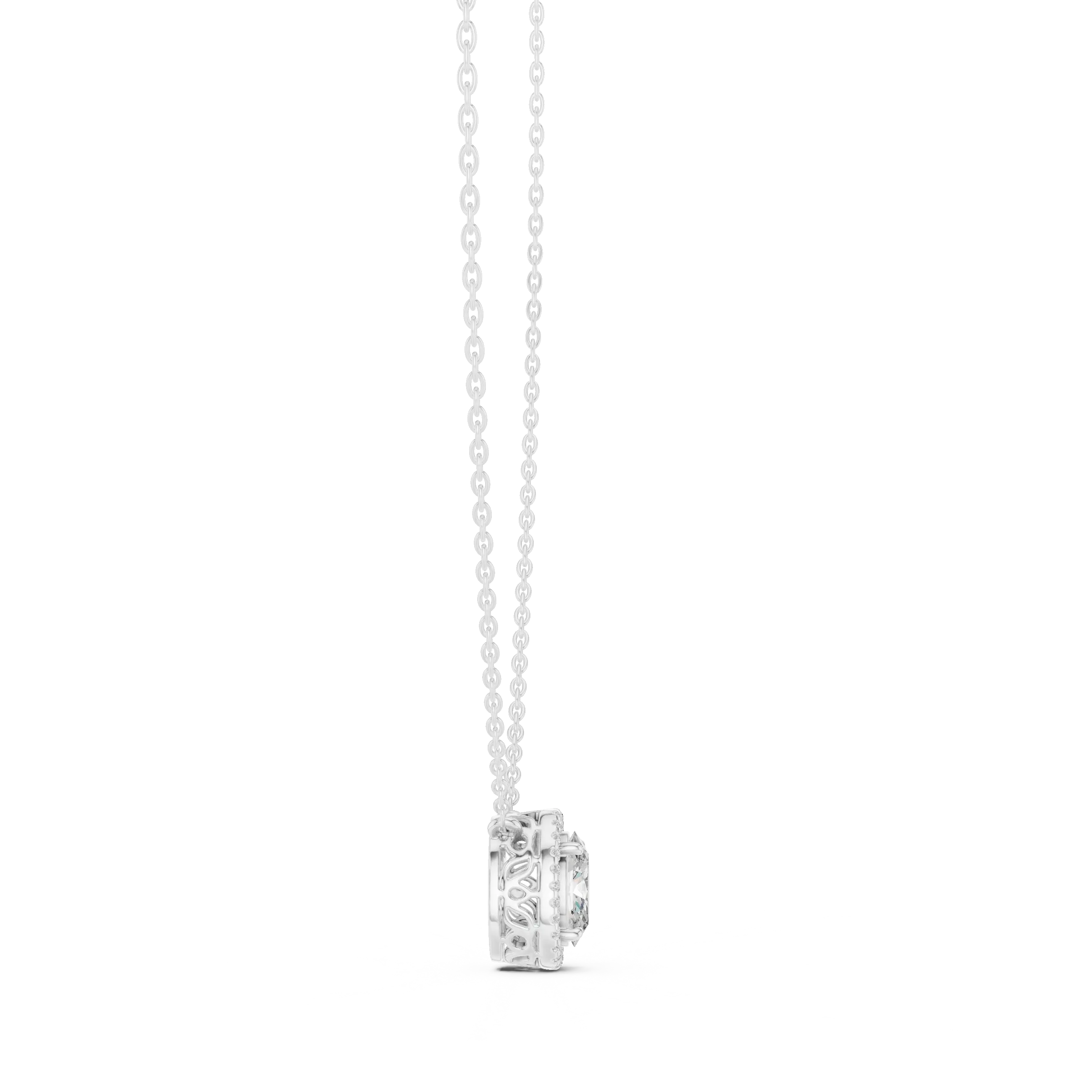 MJP50 - Floating Oval Solitaire Halo Pendant