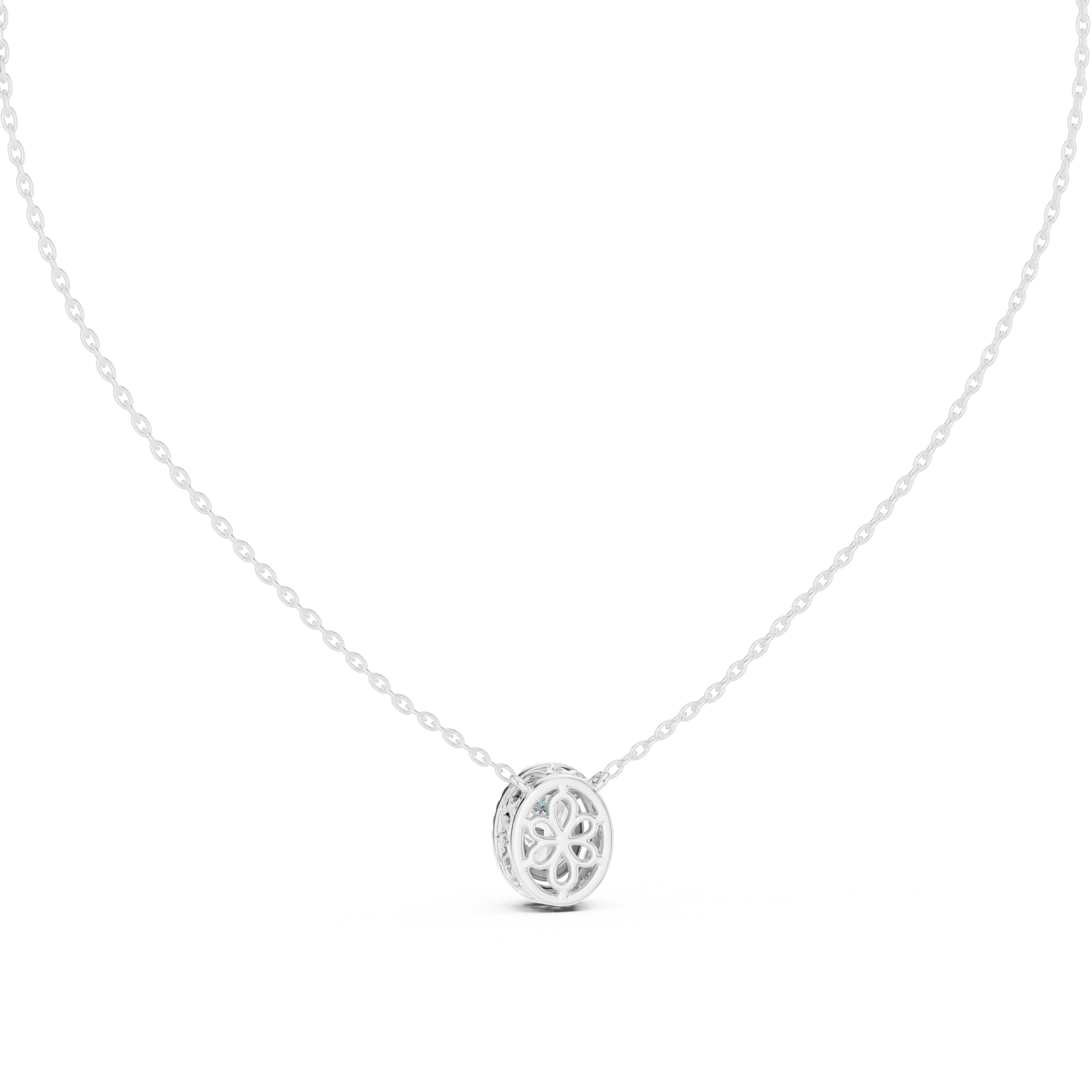 MJP50 - Floating Oval Solitaire Halo Pendant