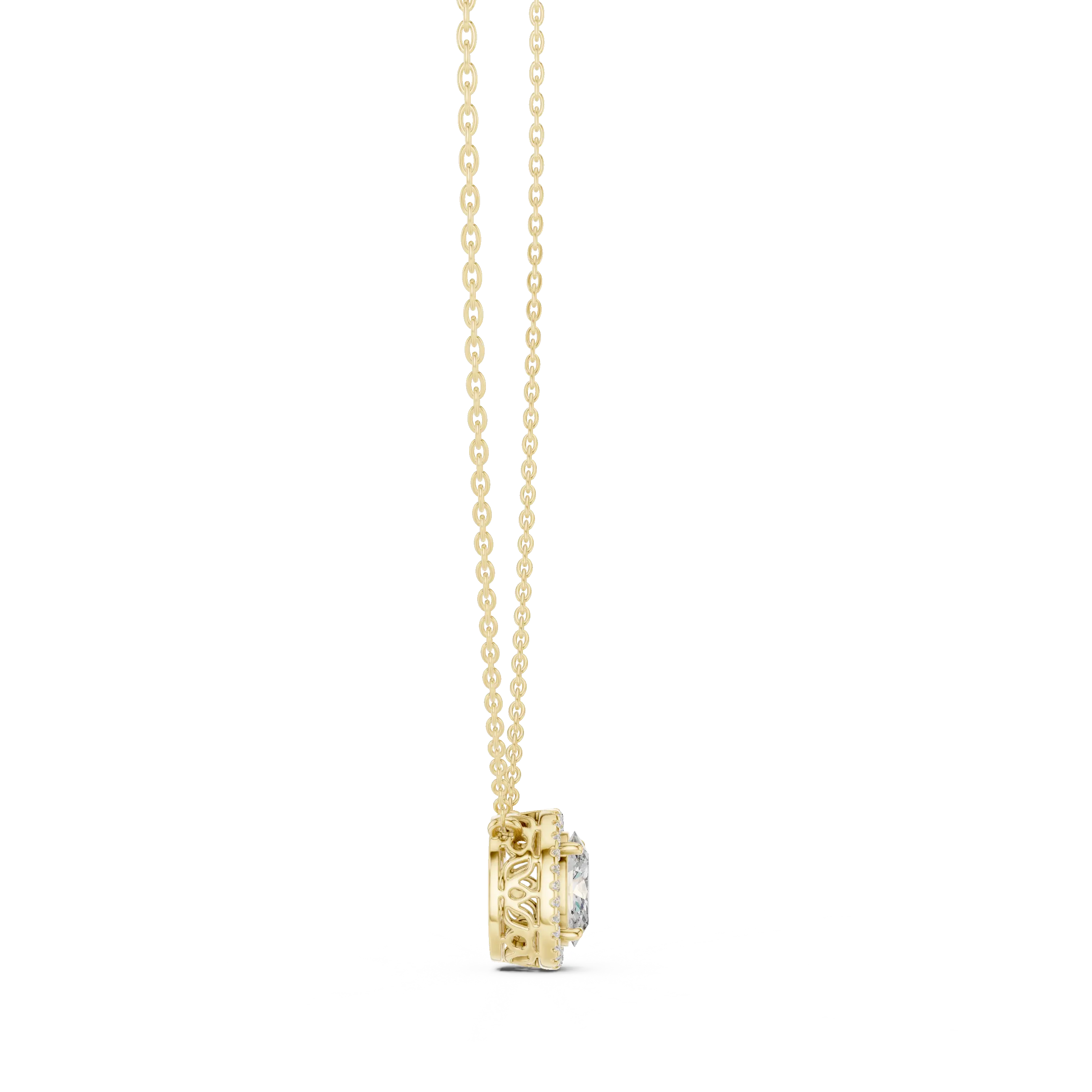 MJP50 - Floating Oval Solitaire Halo Pendant