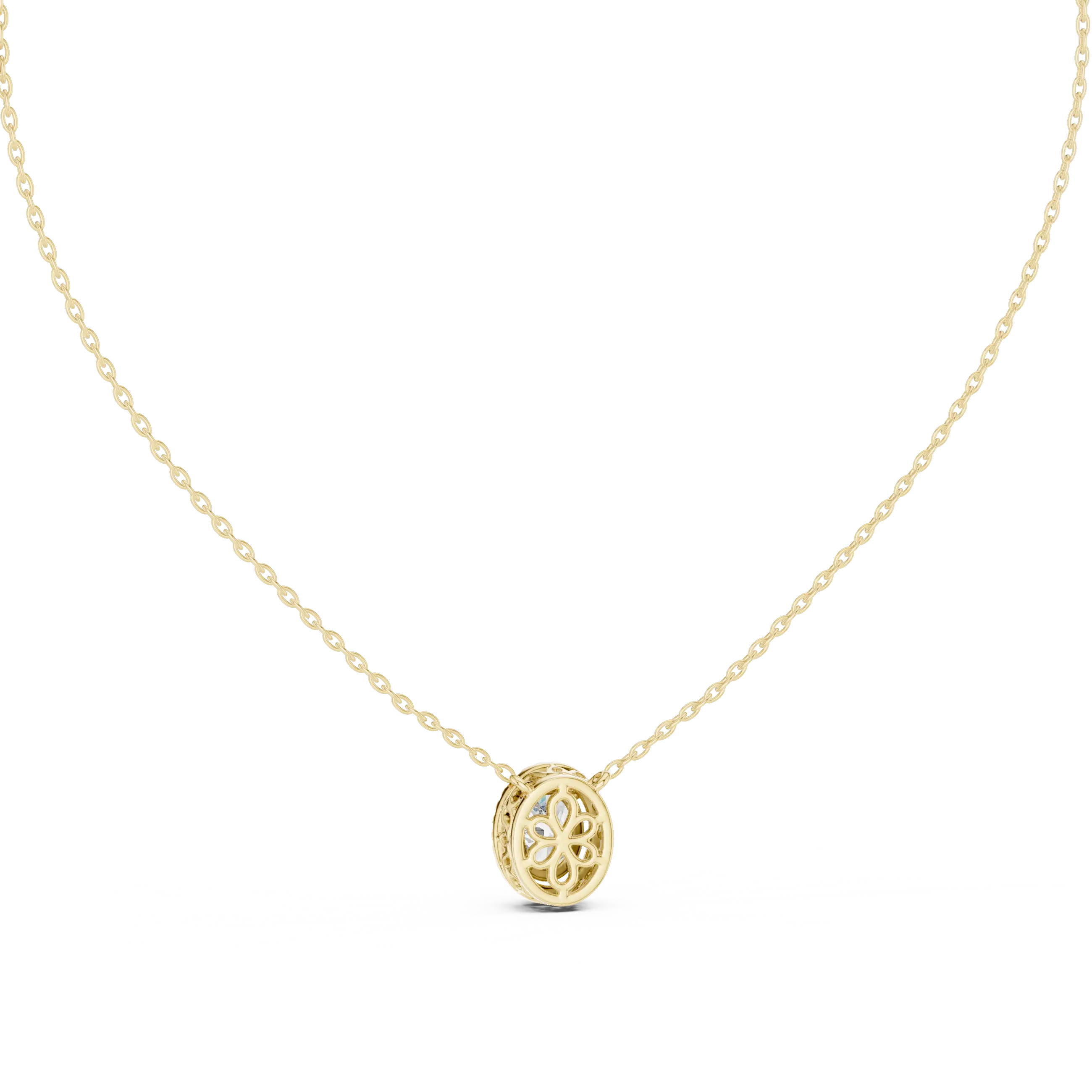 MJP50 - Floating Oval Solitaire Halo Pendant