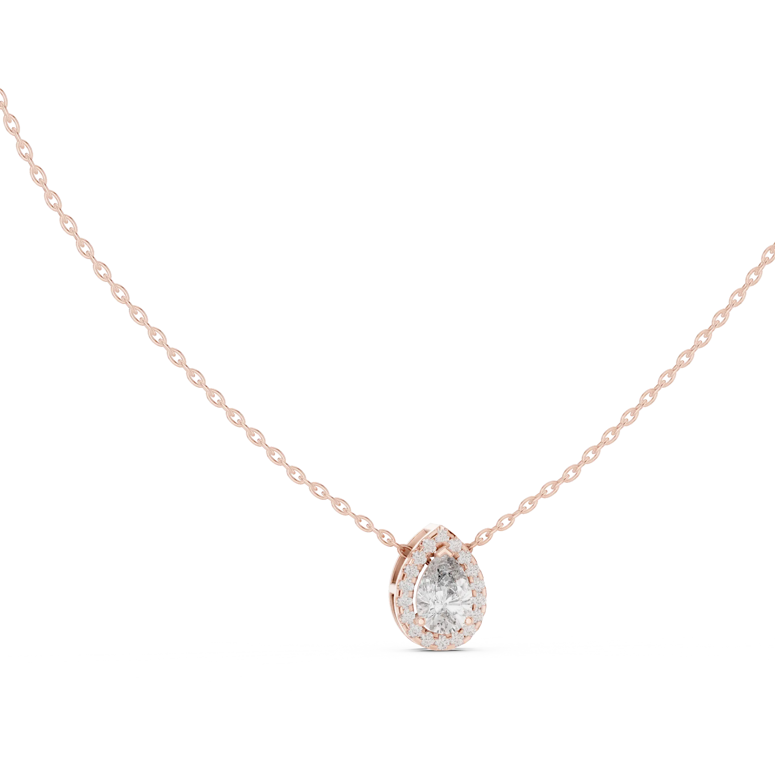 MJP51 - Stationary Pear Halo Solitaire Pendant