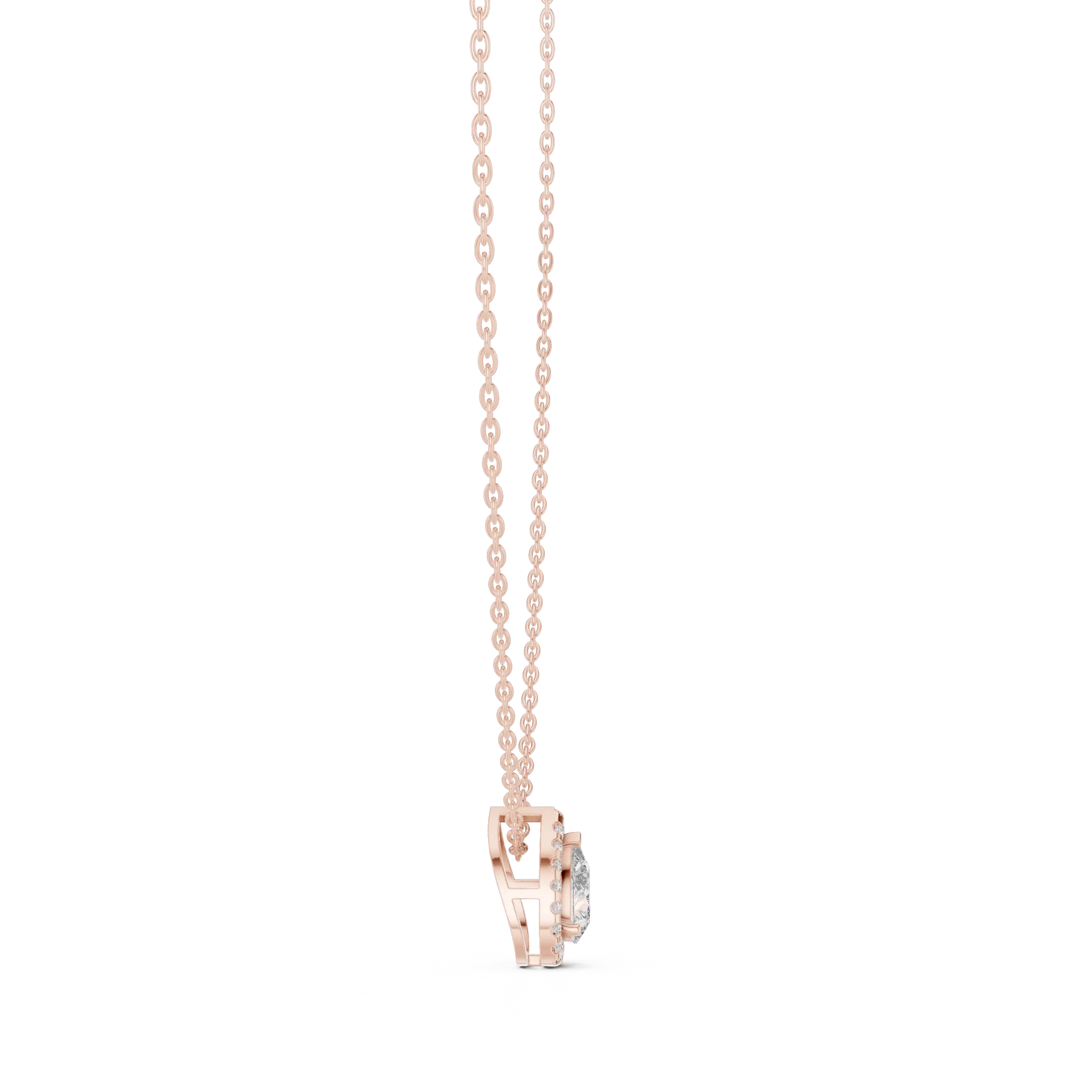 MJP51 - Stationary Pear Halo Solitaire Pendant